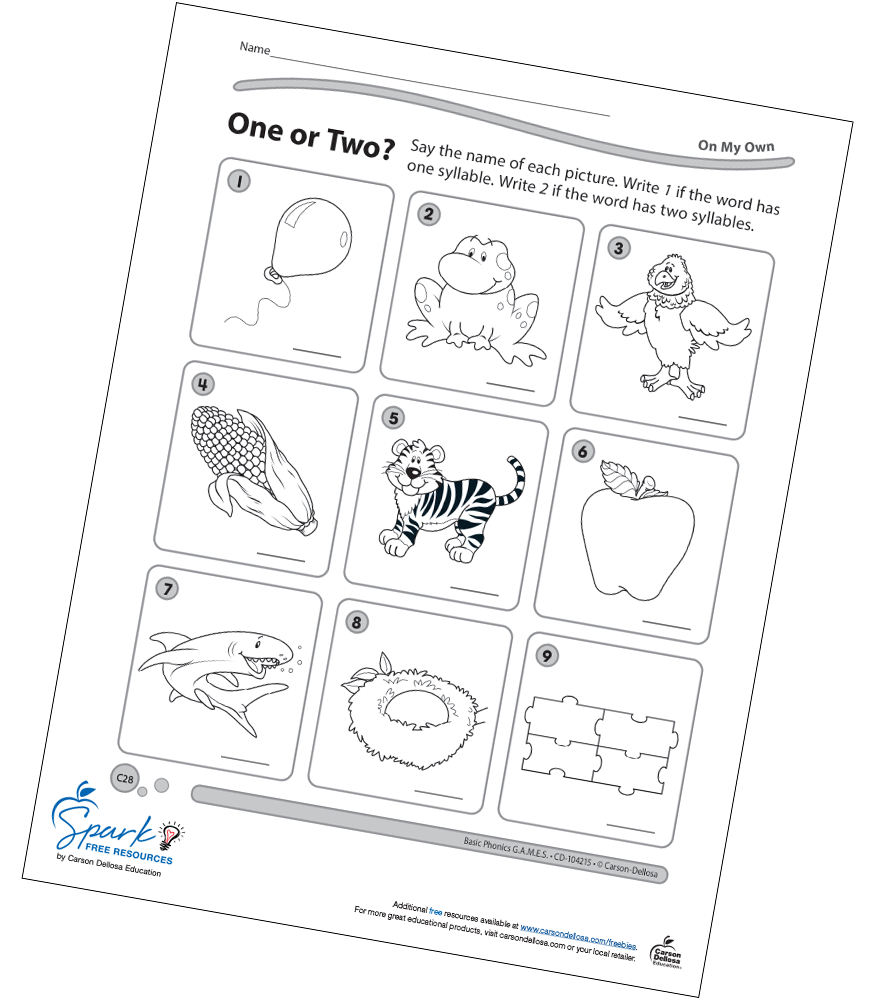 One Or Two Free Printable Carson Dellosa Worksheets Library