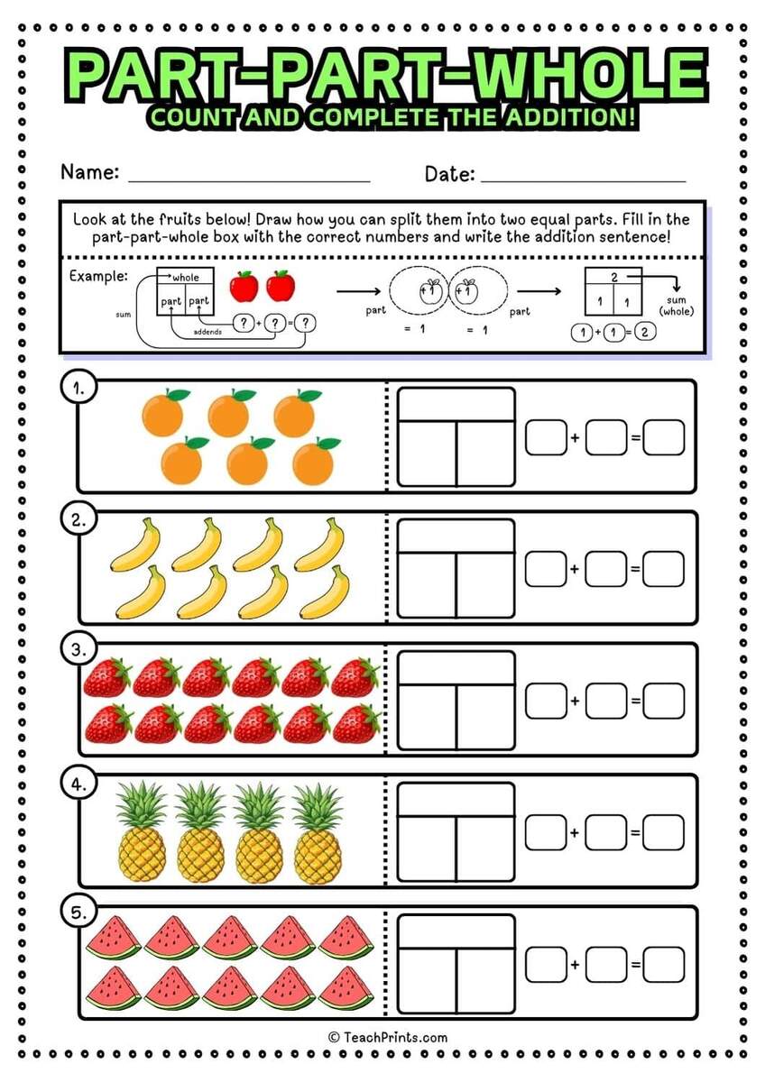 Part Part Whole Worksheets Free Teach Prints True Or False Subtraction Worksheet For 1st Grade Free Printable