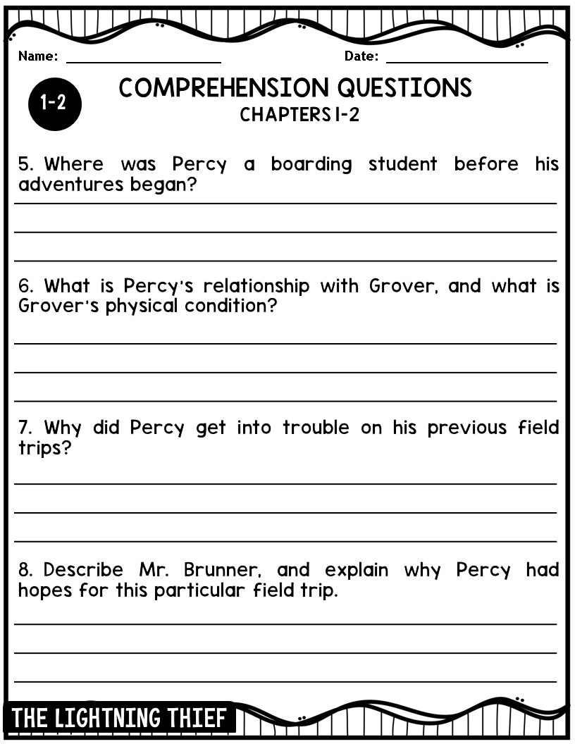 Percy Jackson The Lightning Thief Novel Study Guide Made By Teachers Percy Jackson The Lightning Thief Novel Study Guide Made By Teachers