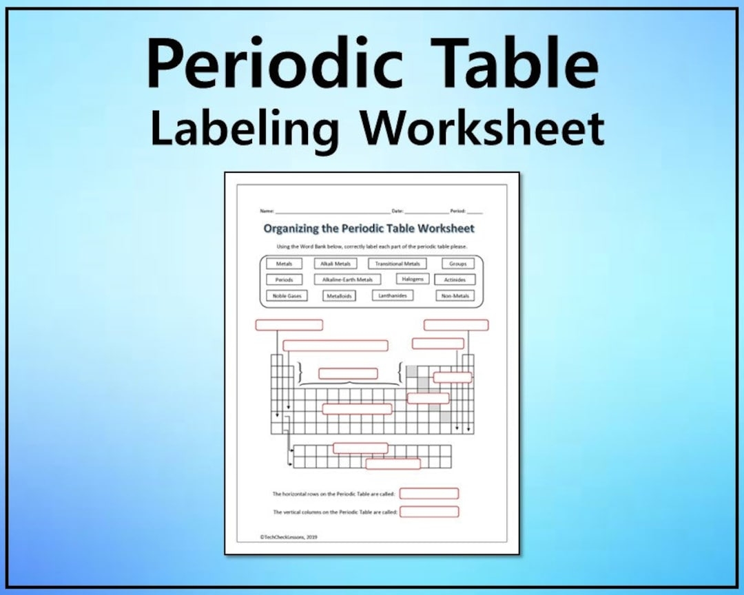 Periodic Table Organization Labeling Science Worksheet Editable Printable DIGITAL DOWNLOAD Etsy