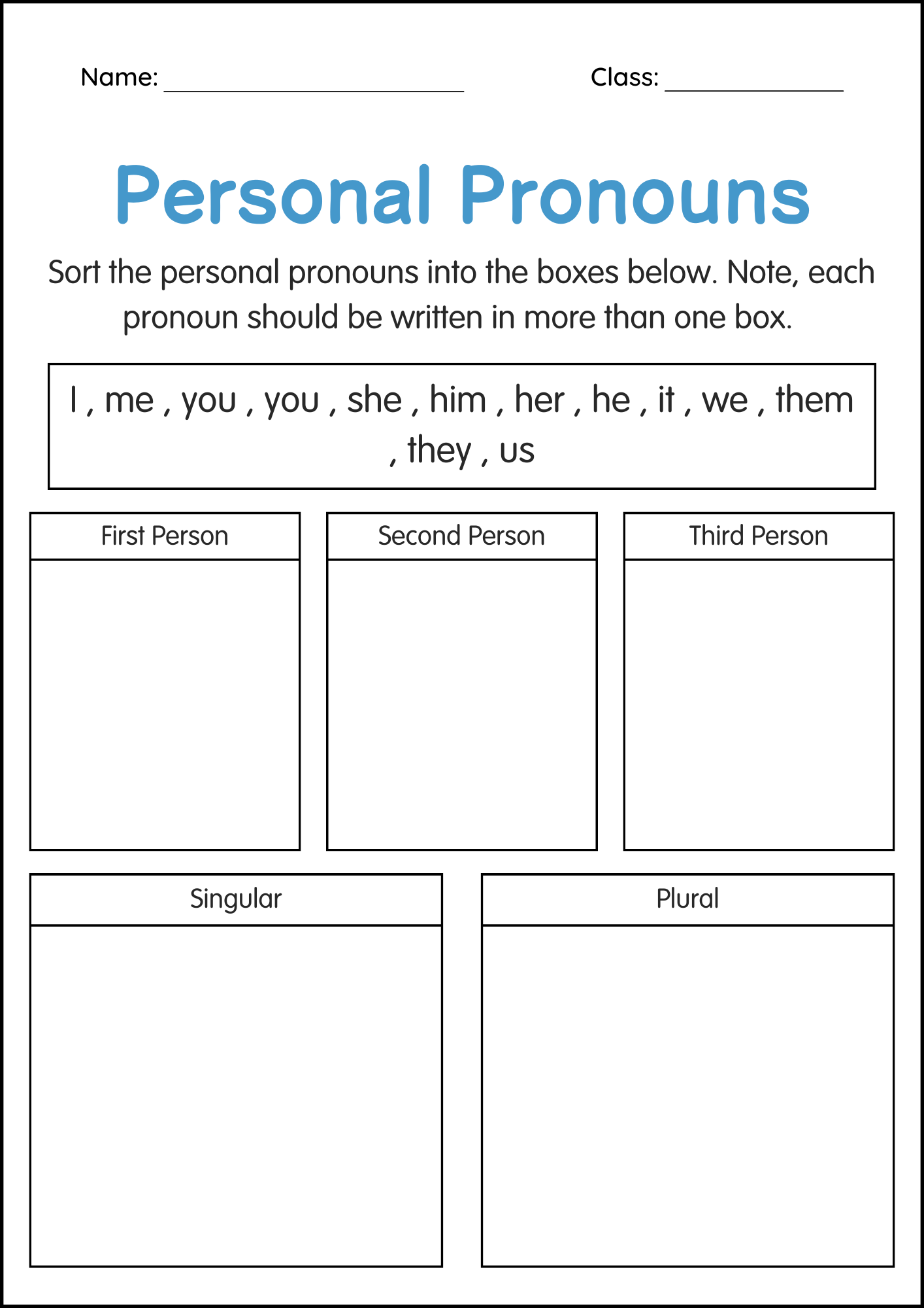 Personal Pronouns Activity Worksheets For Grade 2 3 4 Made By Teachers