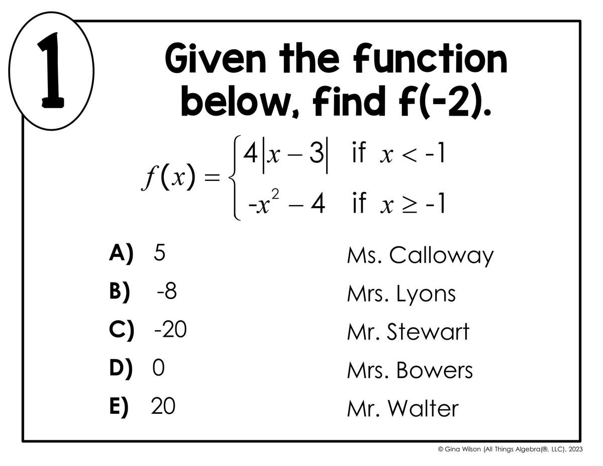 Piecewise Functions With Nonlinear Functions Math Lib Activity All Things Algebra Piecewise Functions With Nonlinear Functions Math Lib Activity All Things Algebra