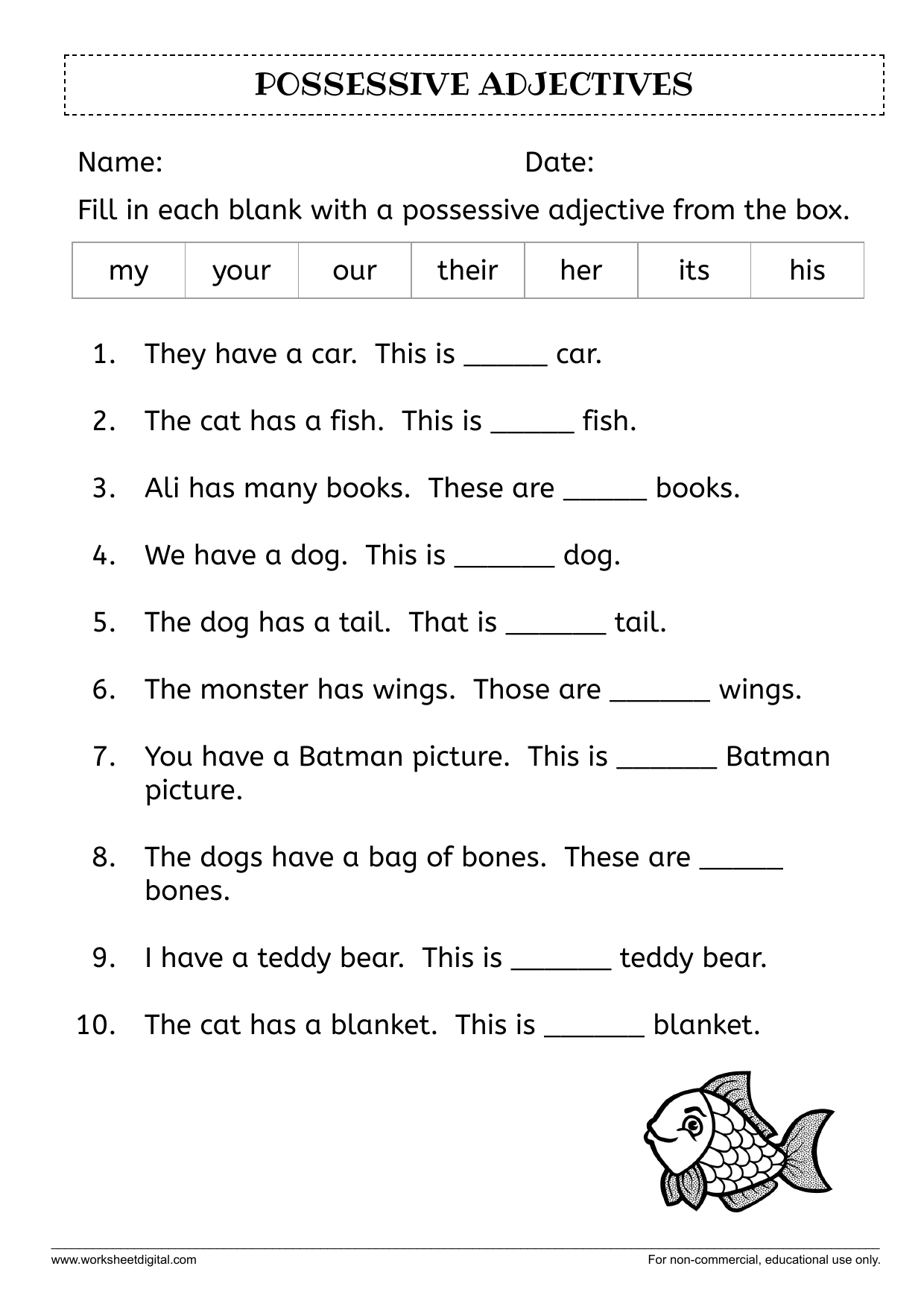 Possessive Adjectives Worksheet 101 Possessive Adjectives PDF Worksheets With Answers Grammarism