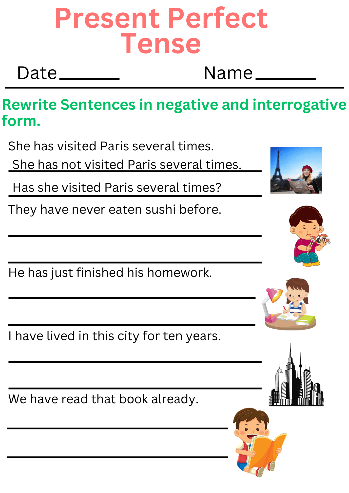 Present Perfect Tense Worksheets And Exercises With Answers Present Perfect Tense Worksheets And Exercises With Answers