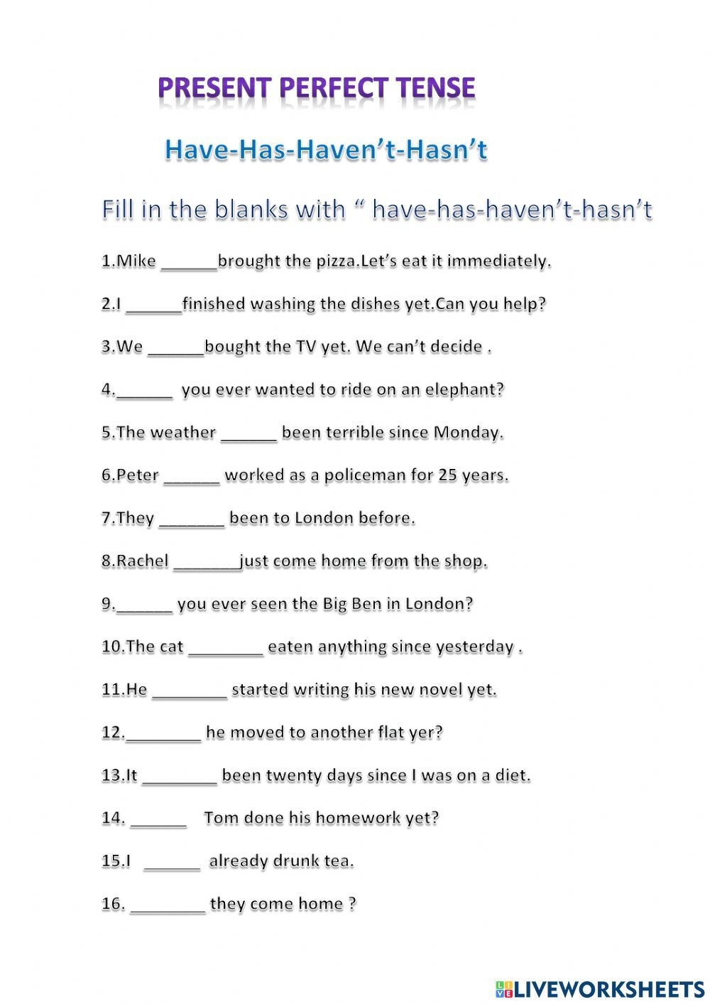 Present Perfect Tense Worksheets And Exercises With Answers Worksheets Library Present Perfect Tense Worksheets And Exercises With Answers Worksheets Library