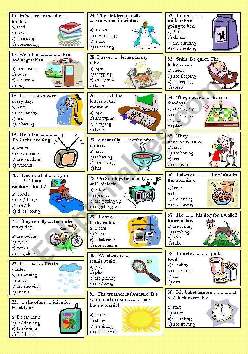 Present Simple Versus Present Continuous Part 2 2 B W Version Included ESL Worksheet By Kawyte