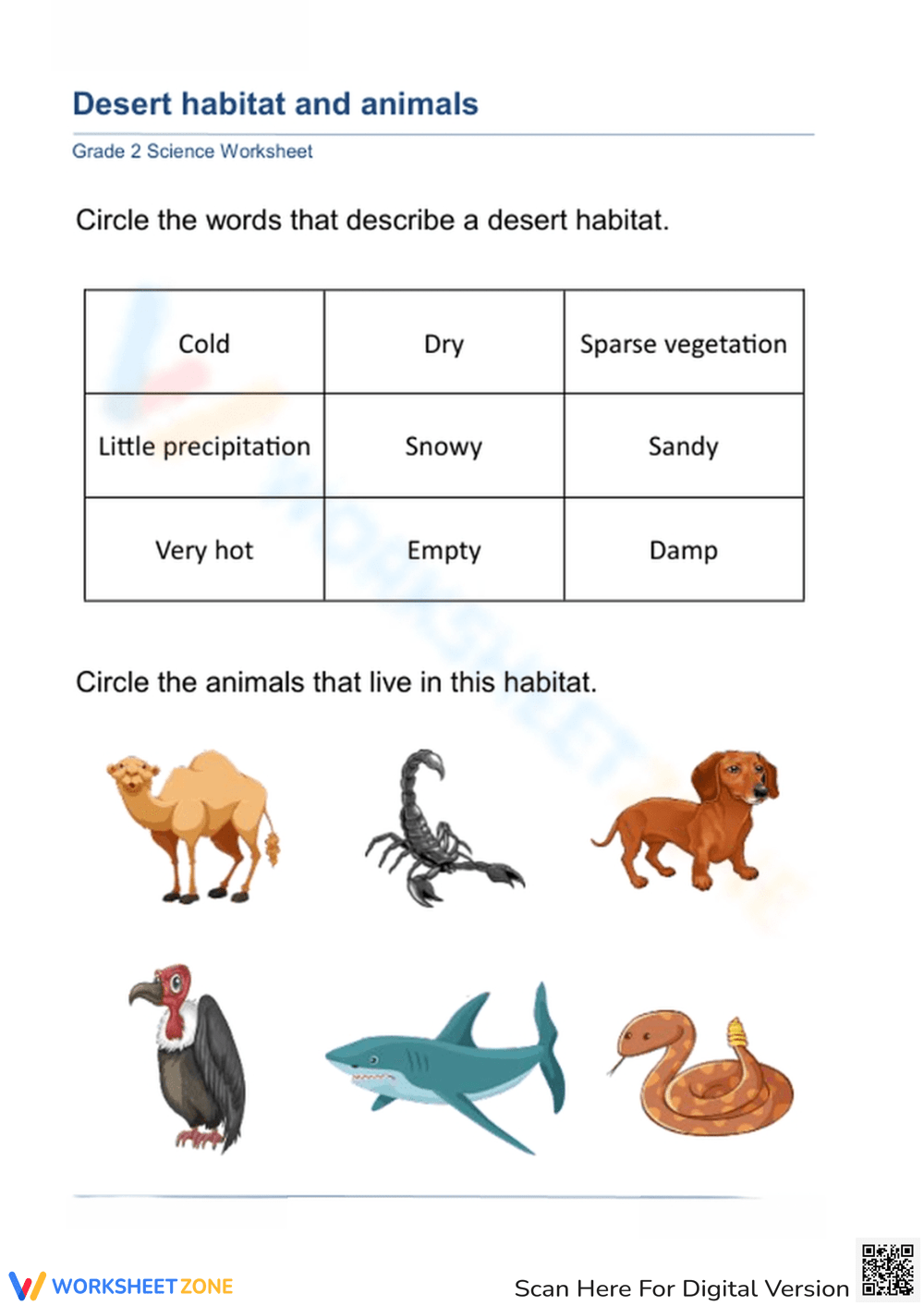Printable 2nd Grade Animal Habitats Worksheets Download