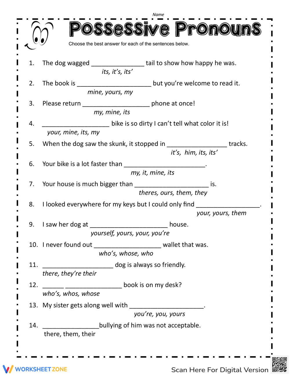 Printable 5th Grade Possessive Pronouns Worksheets Printable 5th Grade Possessive Pronouns Worksheets