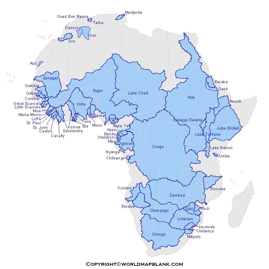 Printable Africa Rivers Map Map Of Africa Rivers World Map Blank Free Africa Worksheets For Middle School Geography Printables