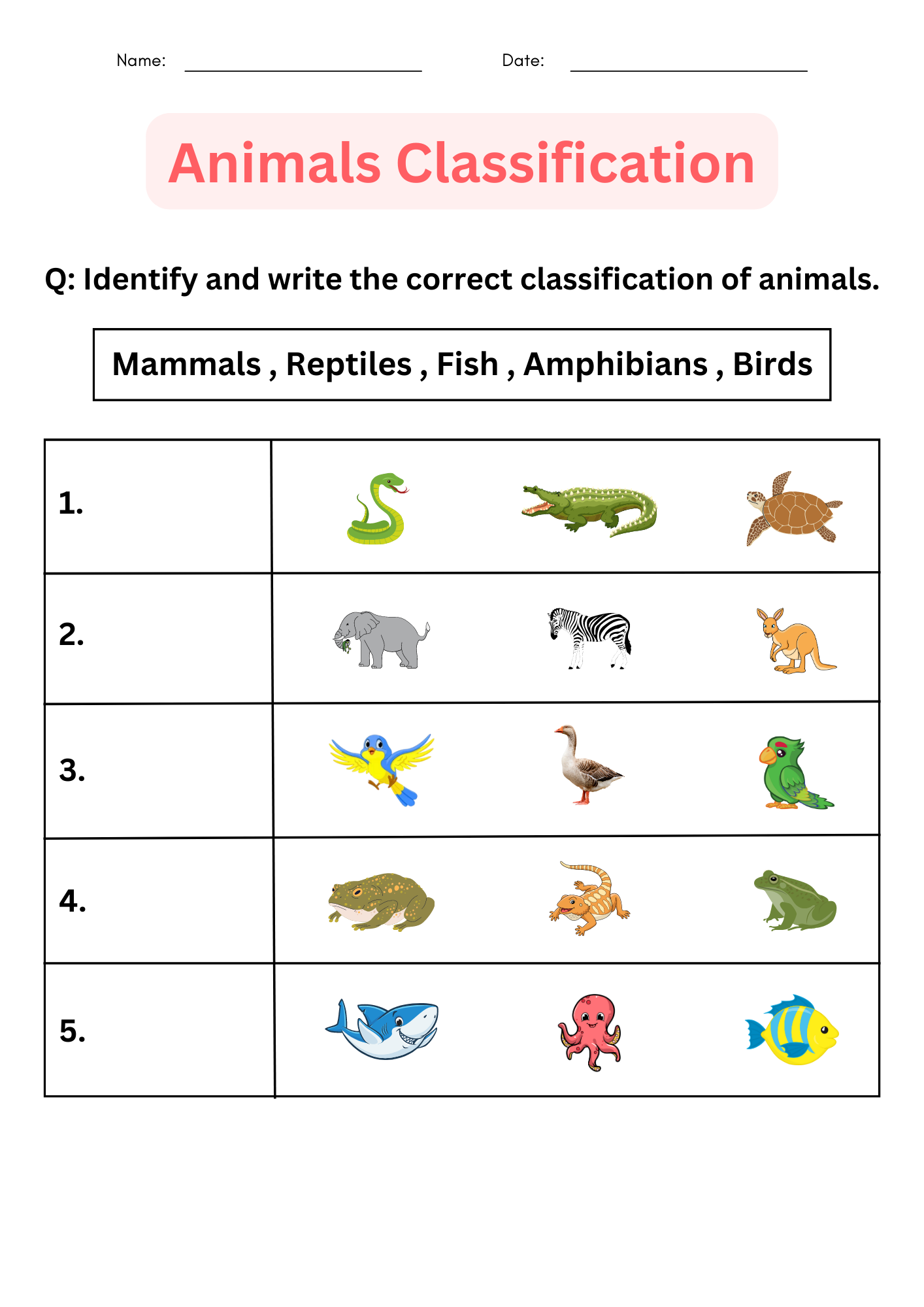 Printable Classification Of Animals Worksheet For Grade 1 2 3 Made By Teachers
