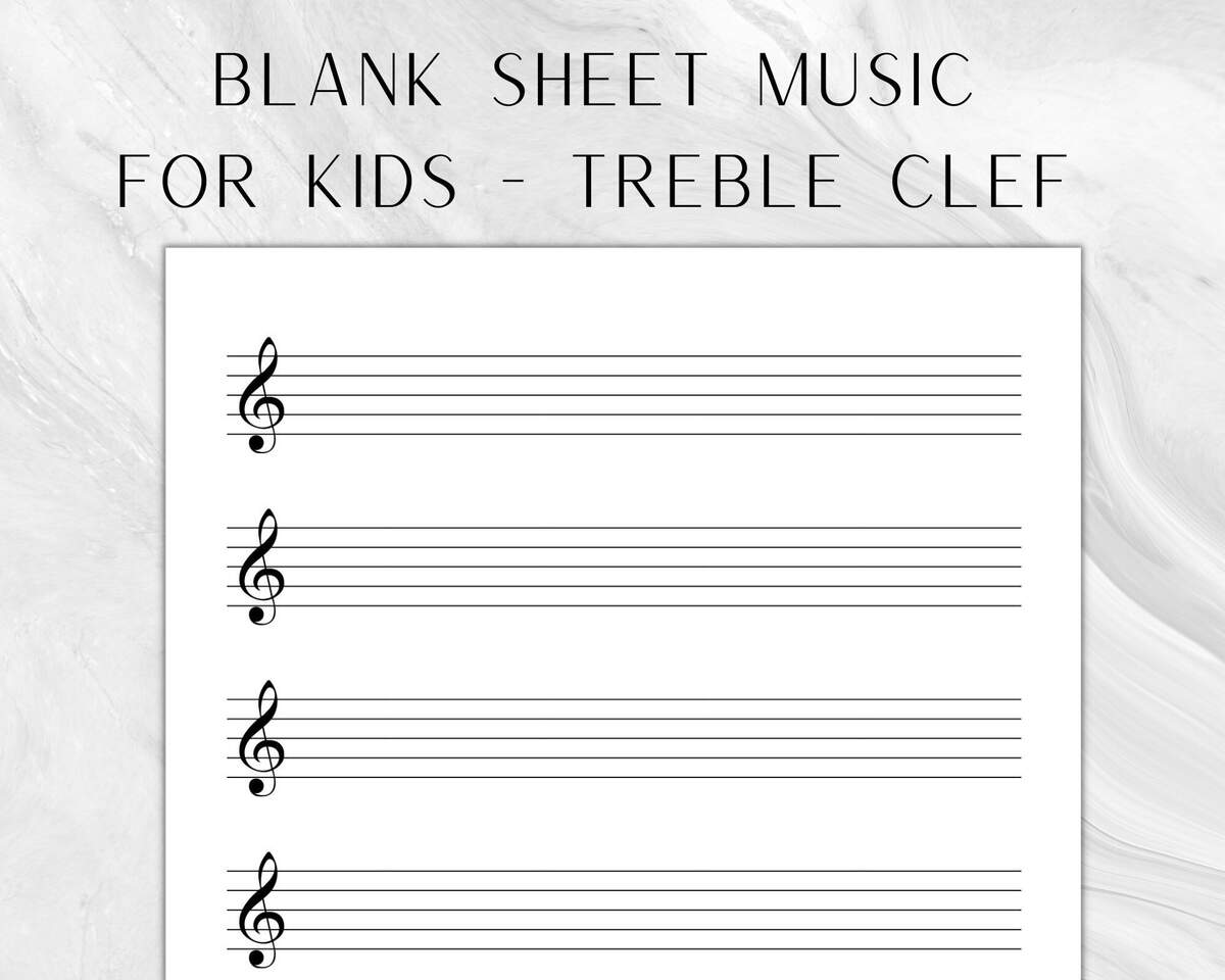 Printable Kids Sheet Music Blank Music Paper Treble Clef Music Sheets For Kids Music Manuscript Write Own Music Template Staff Paper Violin Etsy Tracing Music Notes Worksheets For Kids Treble Clef