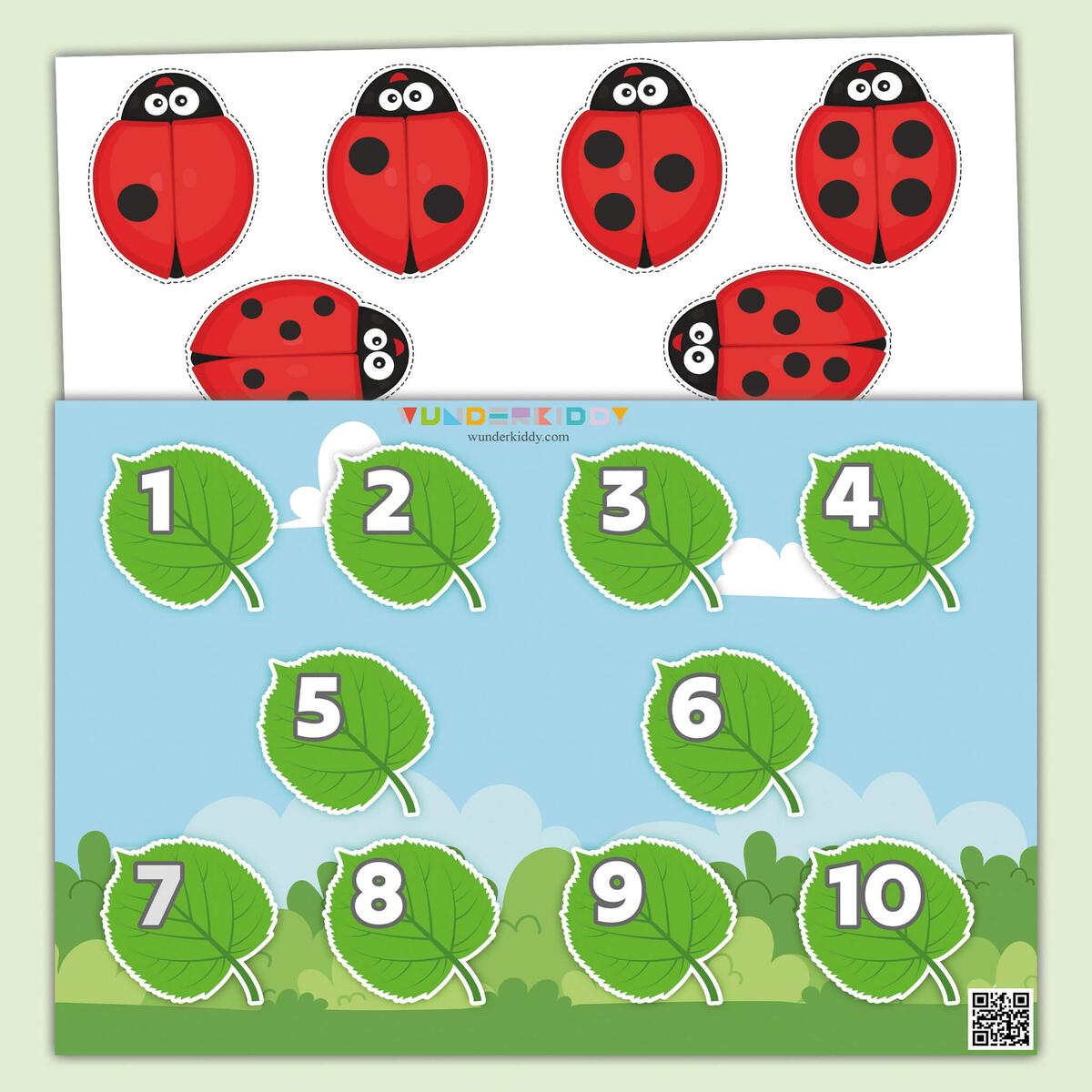 Printable Ladybug And Leaf Counting Kindergarten Activity