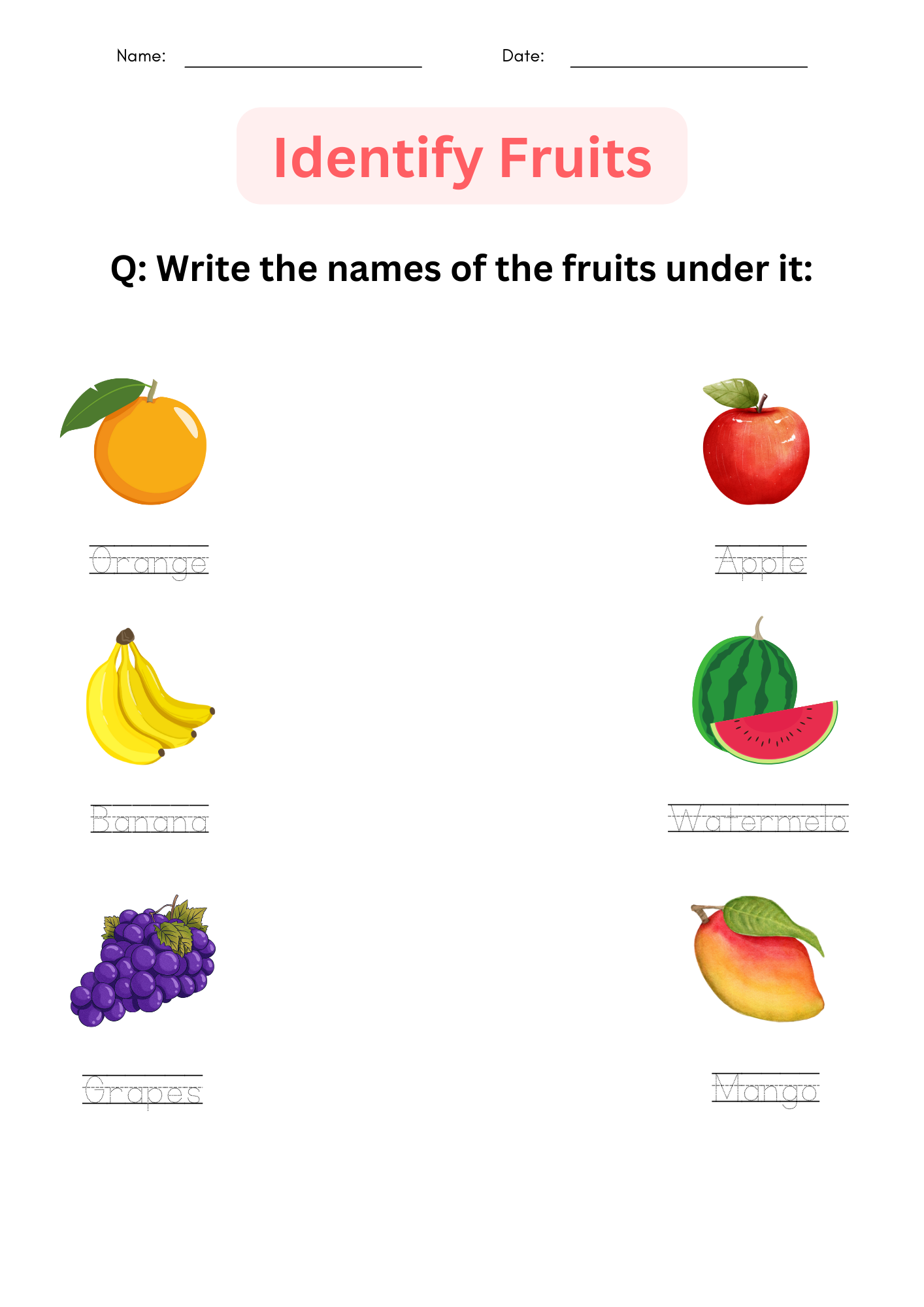 Printable Matching And Identify Fruits Worksheet For Kindergarten Made By Teachers