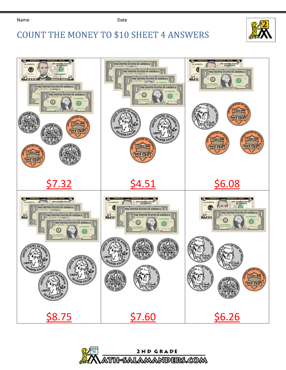 Printable Money Worksheets To 10 Printable Money Worksheets To 10