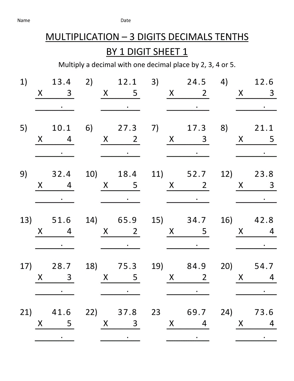 Printable Multiplication Worksheet Educative Printable