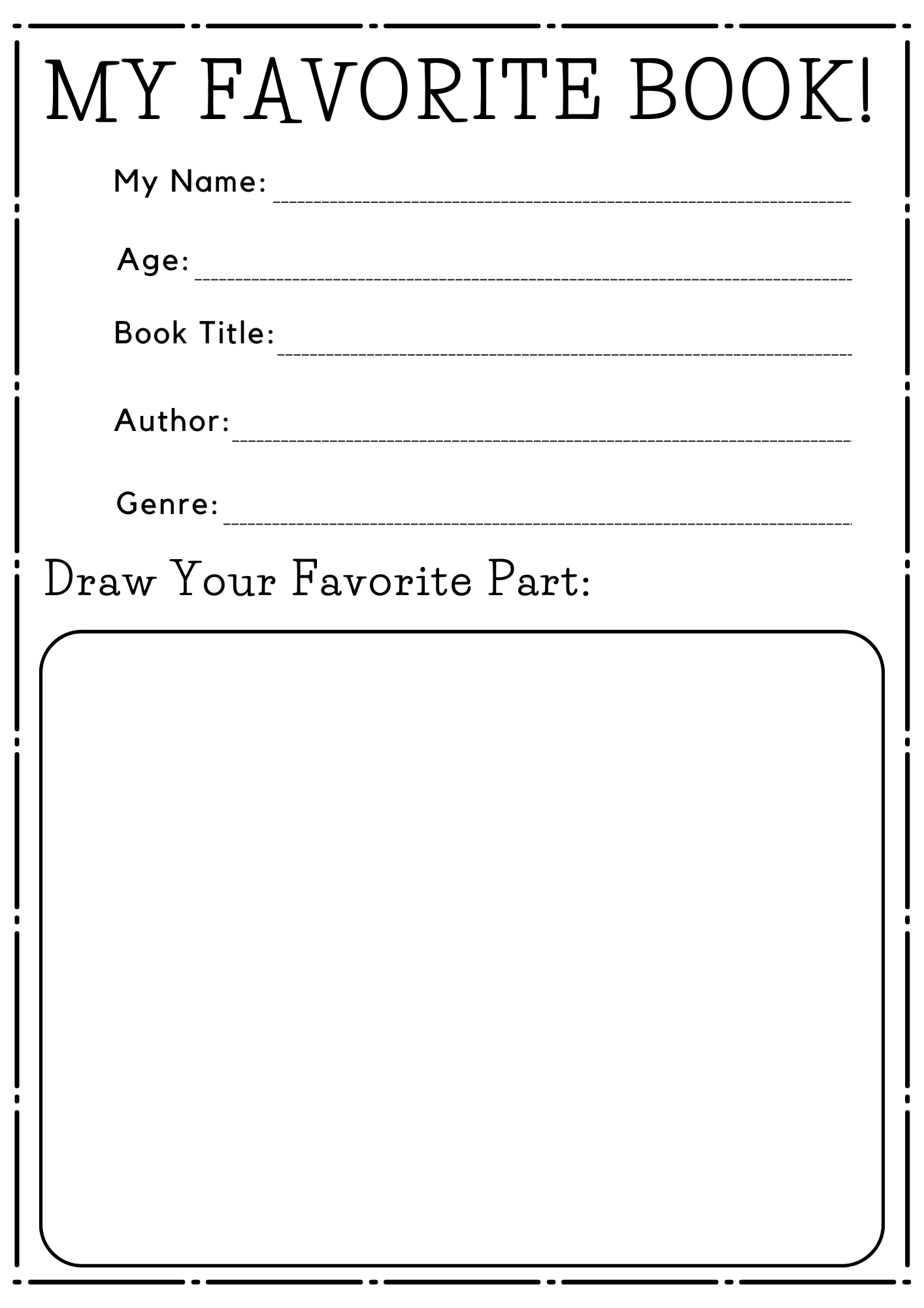 Favorite Book Free Printable Simply Kinder
