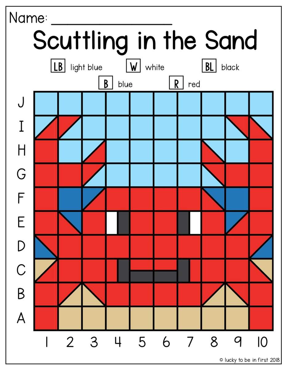 Printable Mystery Grid Coloring Pages Summer Themed Coloring Grids Printable Mystery Grid Coloring Pages Summer Themed Coloring Grids