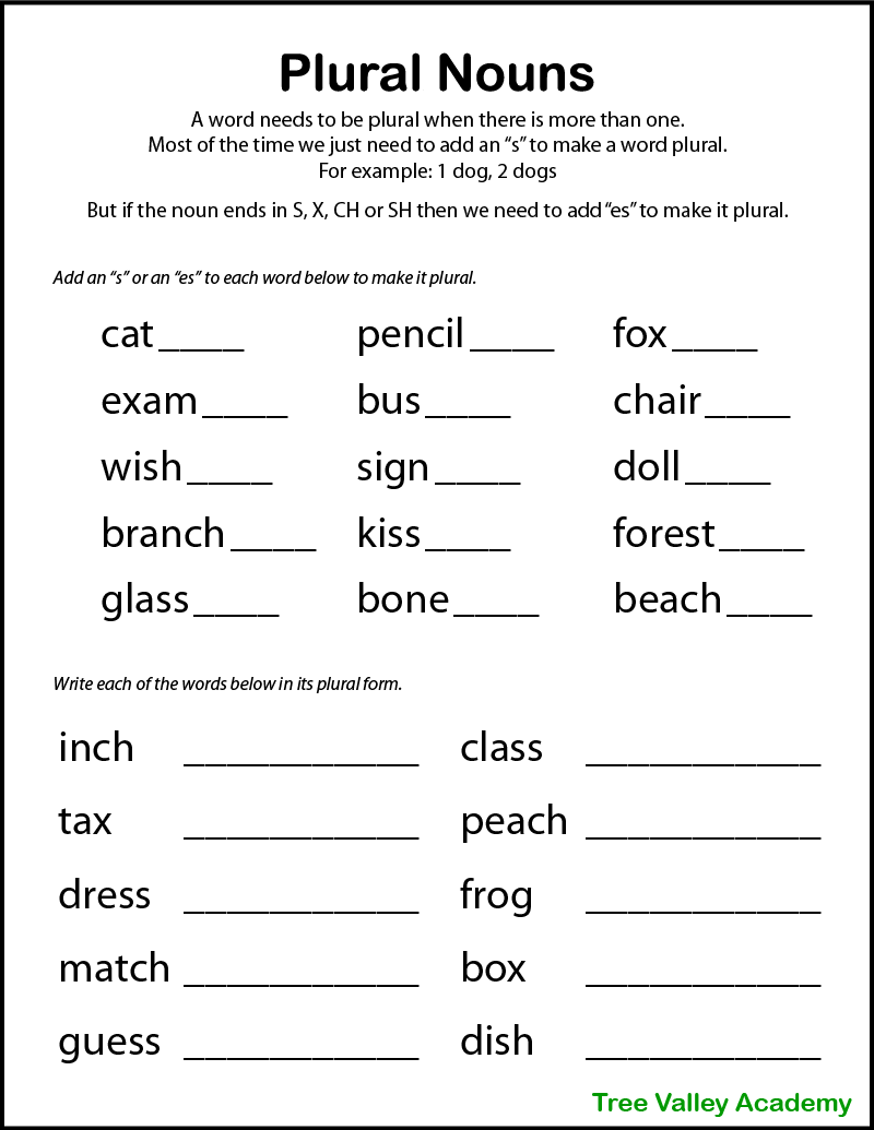 Printable Plural Nouns Worksheets For Kids Tree Valley Academy Nouns Worksheets Singular And Plural Nouns Worksheets