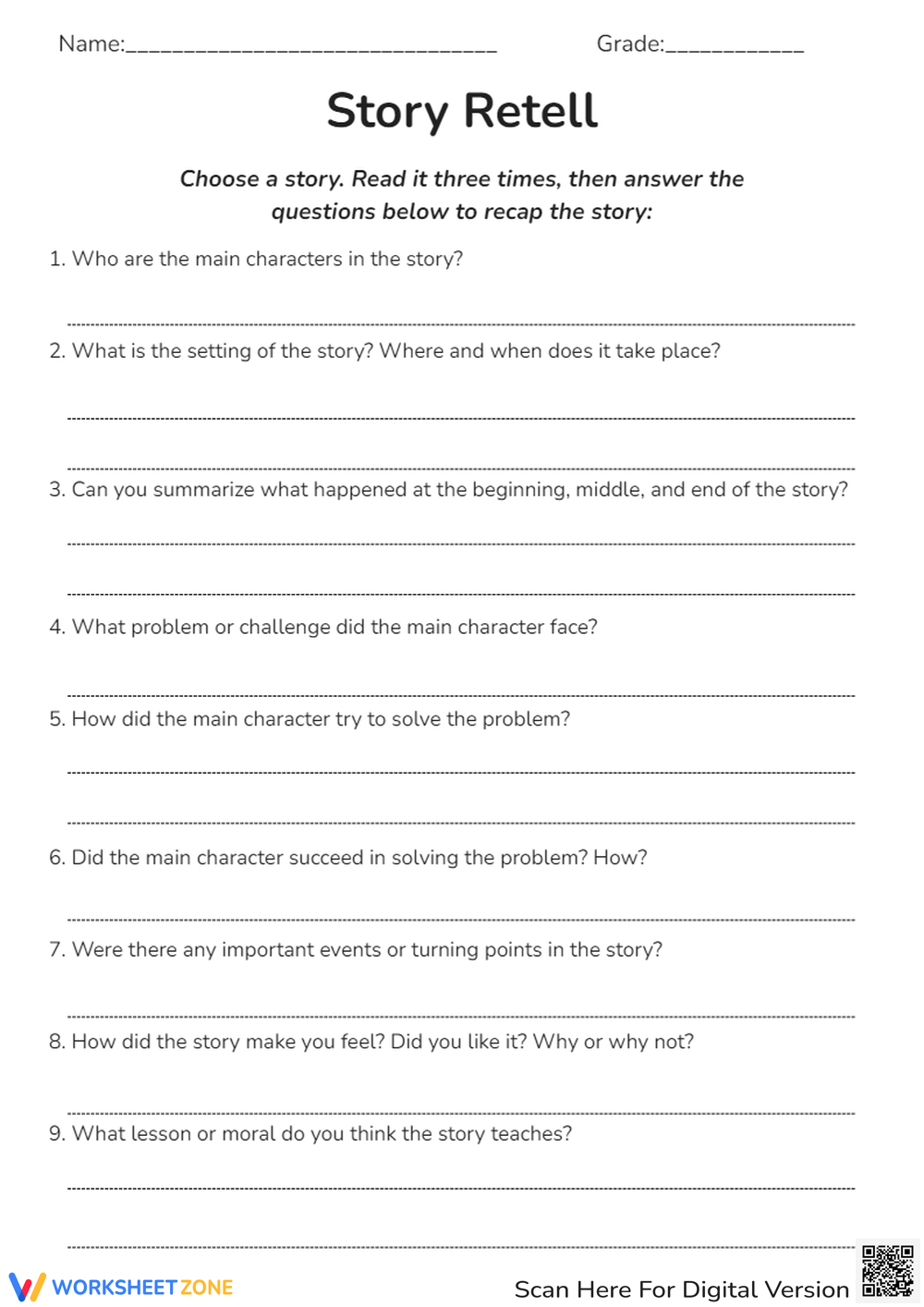 Printable Retelling A Story Worksheets Printable Retelling A Story Worksheets