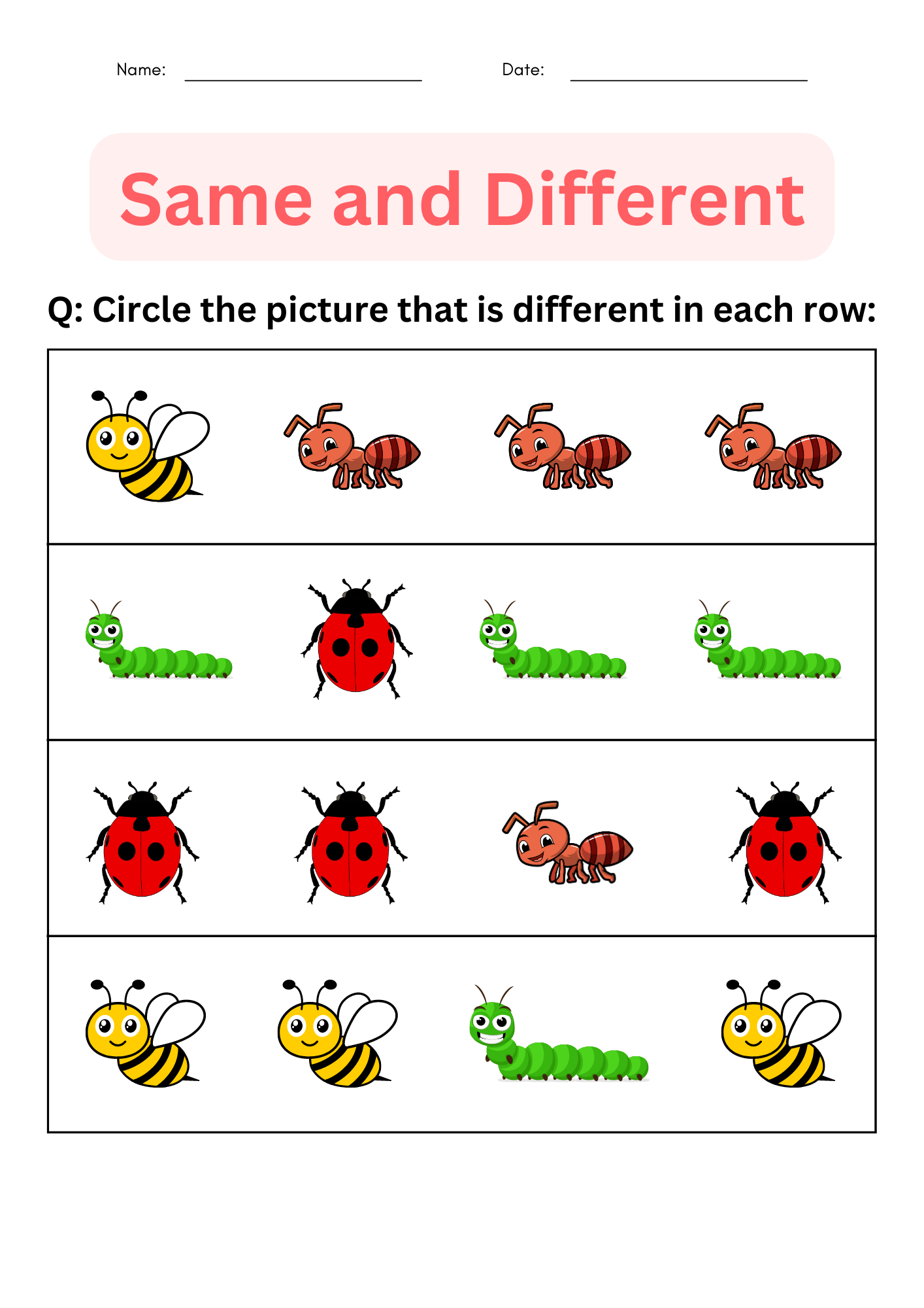 Printable Same And Different Worksheets For Kindergarten Made By Teachers Printable Same And Different Worksheets For Kindergarten Made By Teachers