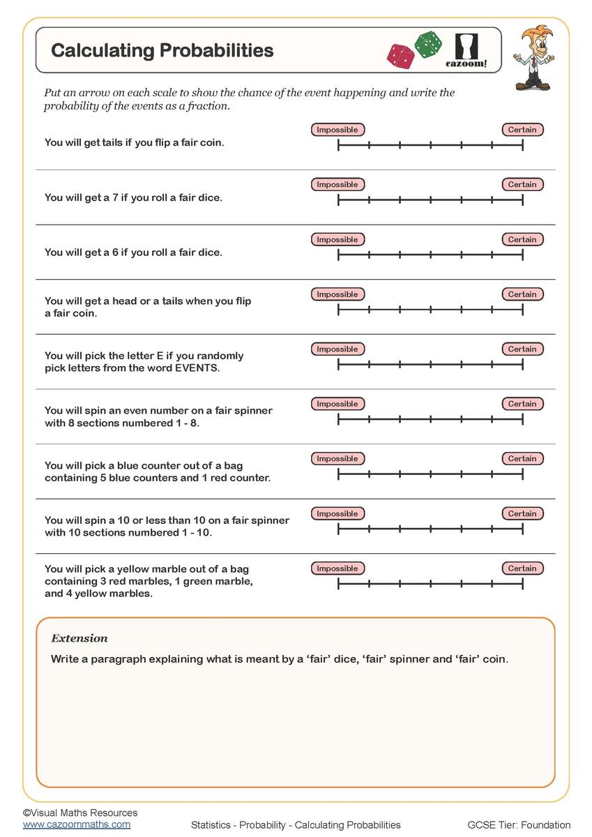 Probability Worksheets Printable Probability Scale Worksheets Probability Tree Diagram Worksheets Cazoom Maths