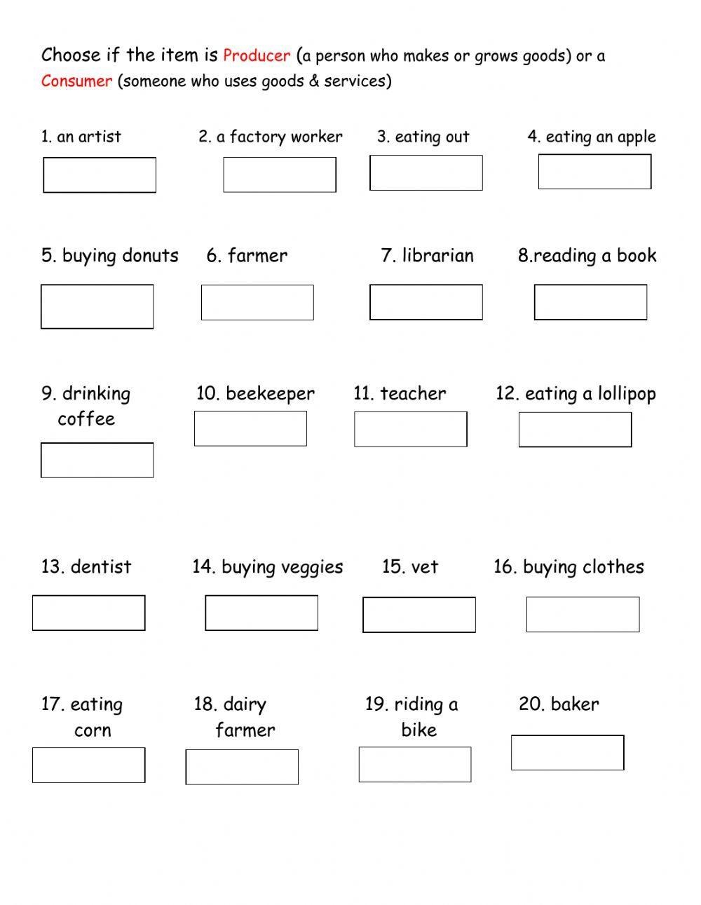 Producer Or Consumer Worksheet Worksheets Library