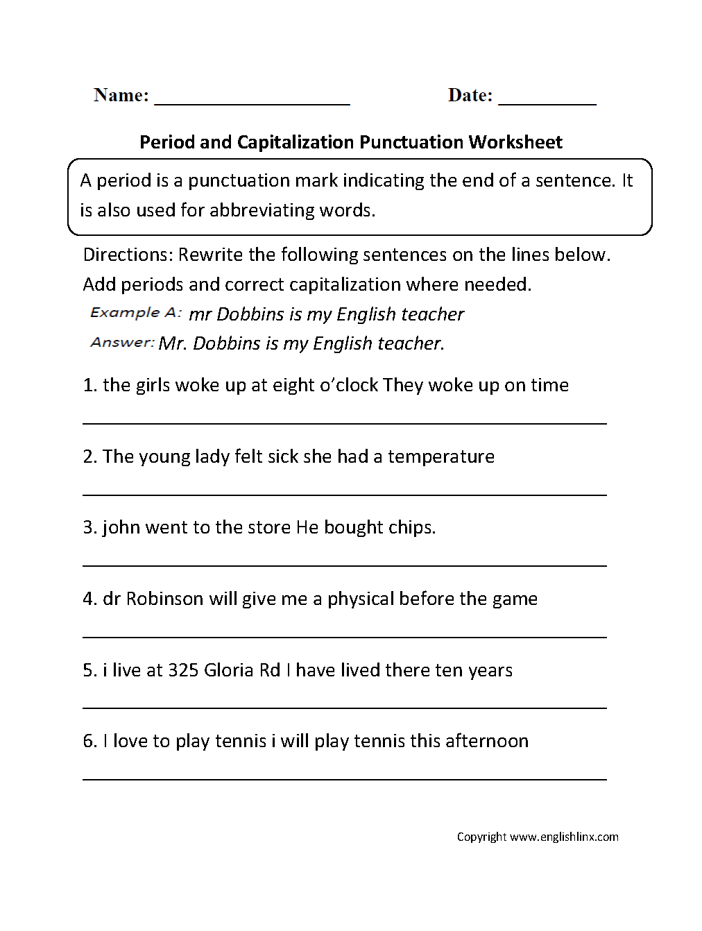 Punctuation Worksheets Ending Punctuation Worksheets