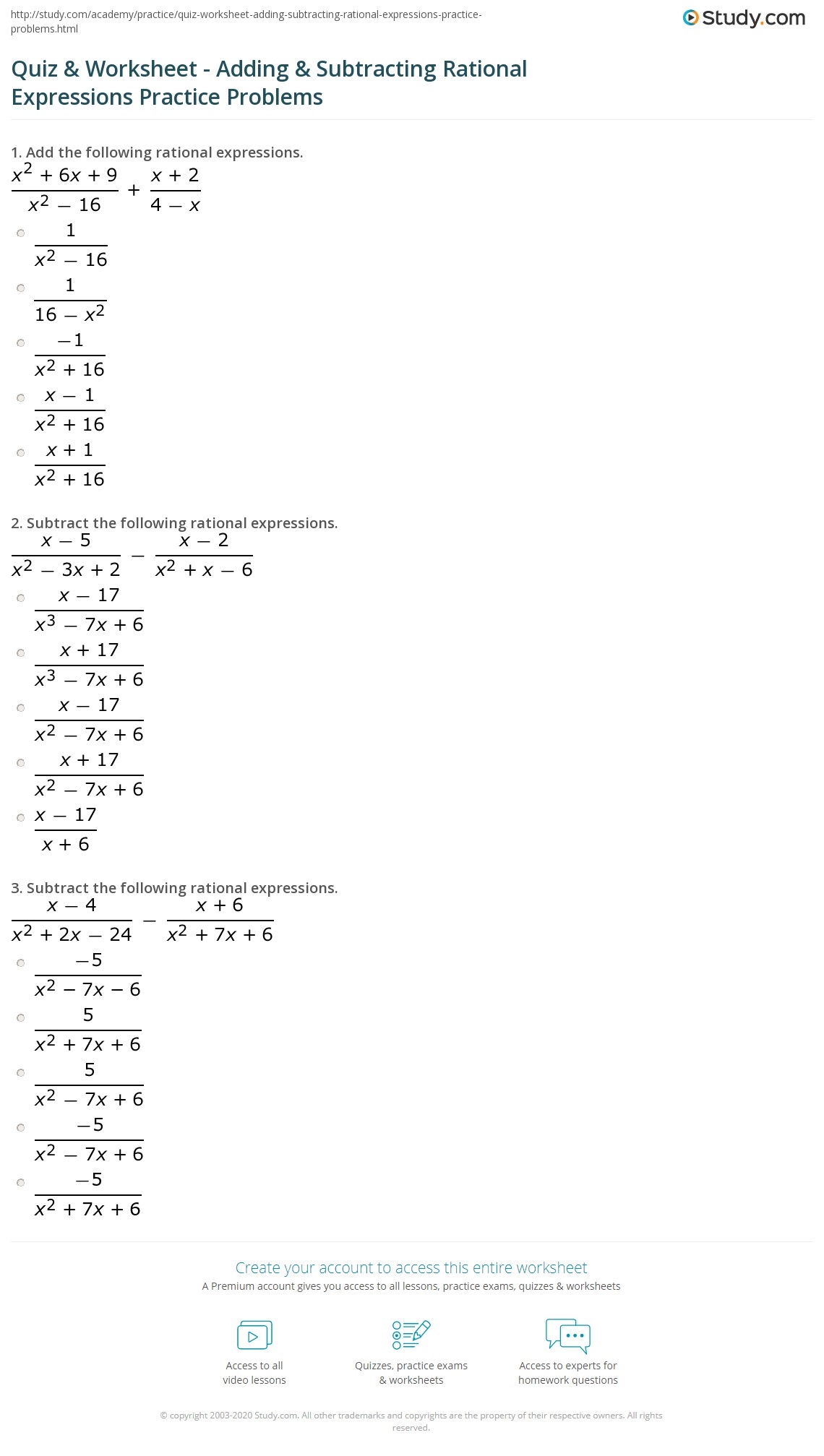 Quiz Worksheet Adding Subtracting Rational Expressions Worksheets Library Add And Subtract Mixed Numbers Worksheet Fun And Engaging 5th Grade And 7th Grade Number Operations Worksheet Cazoom Math