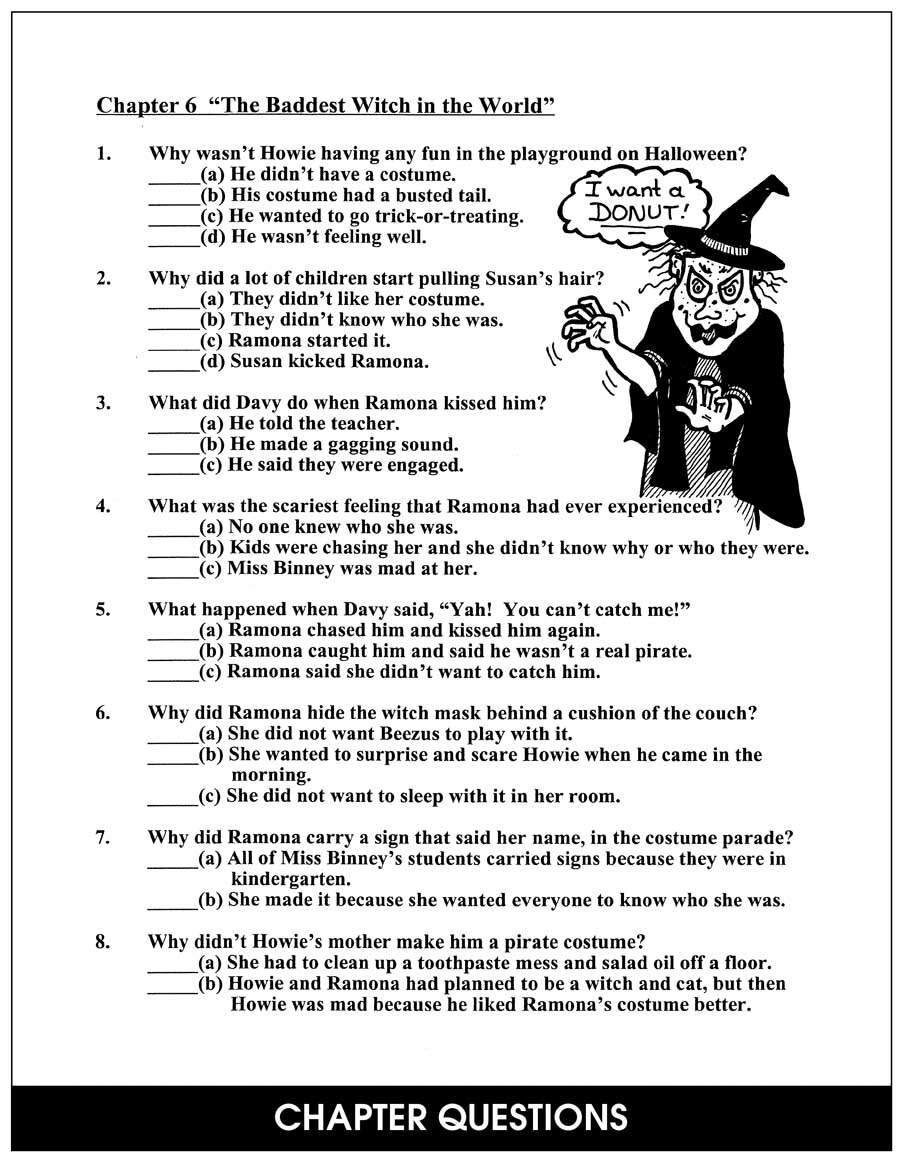 Ramona Quimby Age 8 Comprehension Questions Worksheets Library