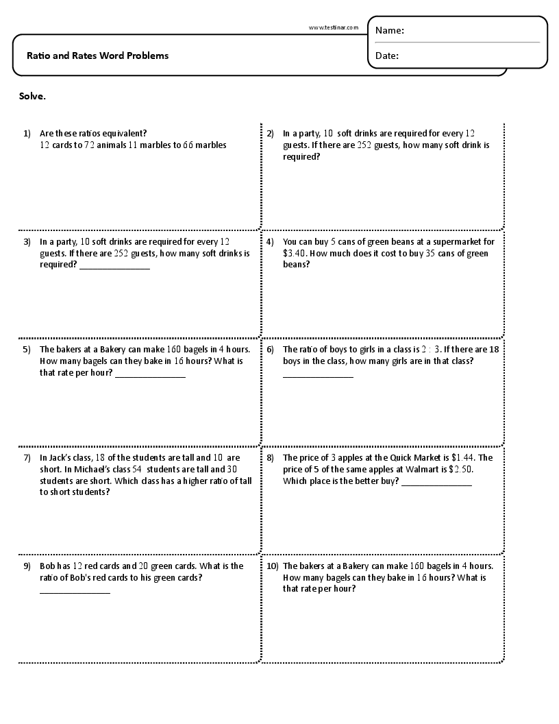 Ratio And Rates Word Problems Worksheets Ratio And Rates Word Problems Worksheets