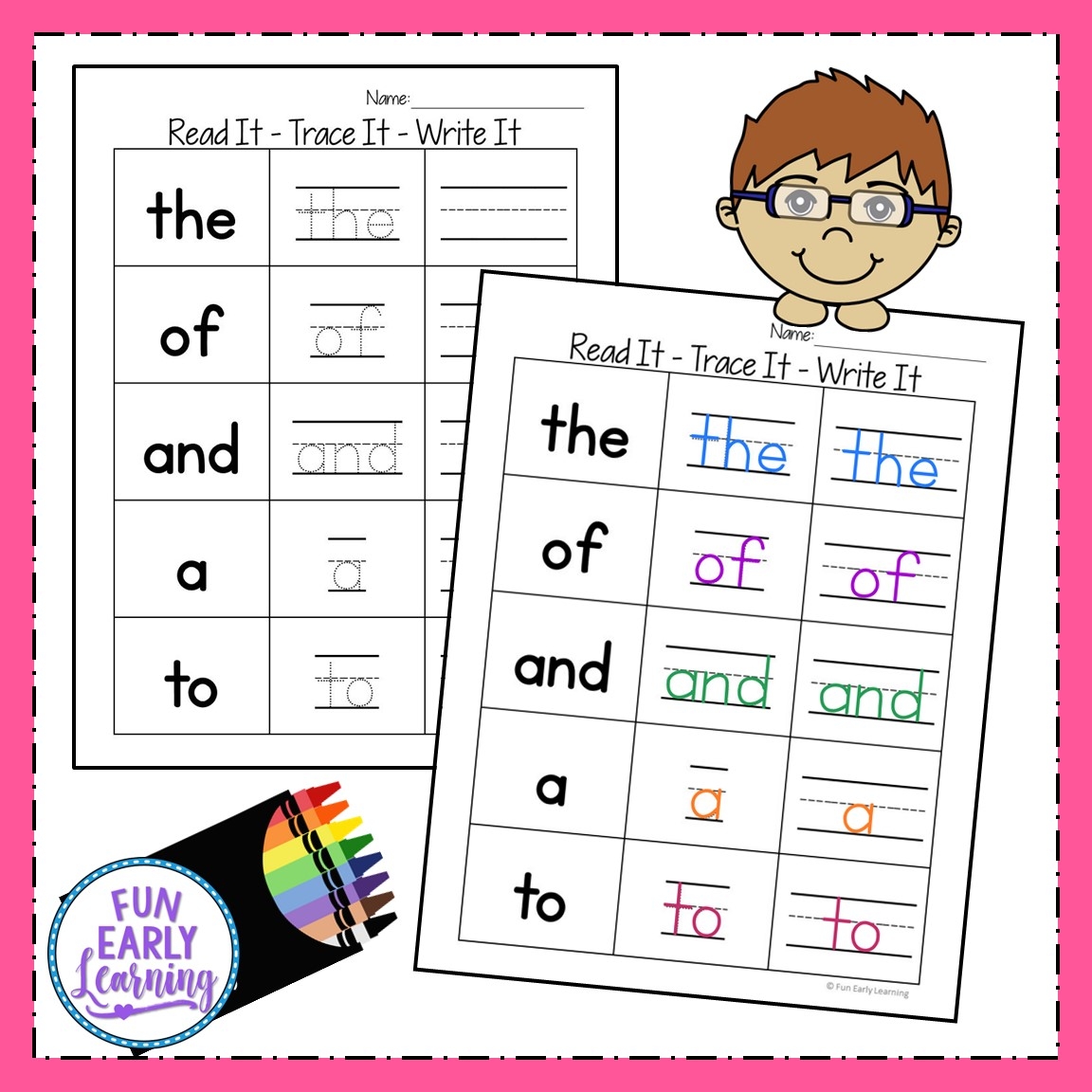 Read It Trace It Write It Fry S First 100 Sight Words Fun Early Learning Free Kindergarten Sight Word Worksheets Printable