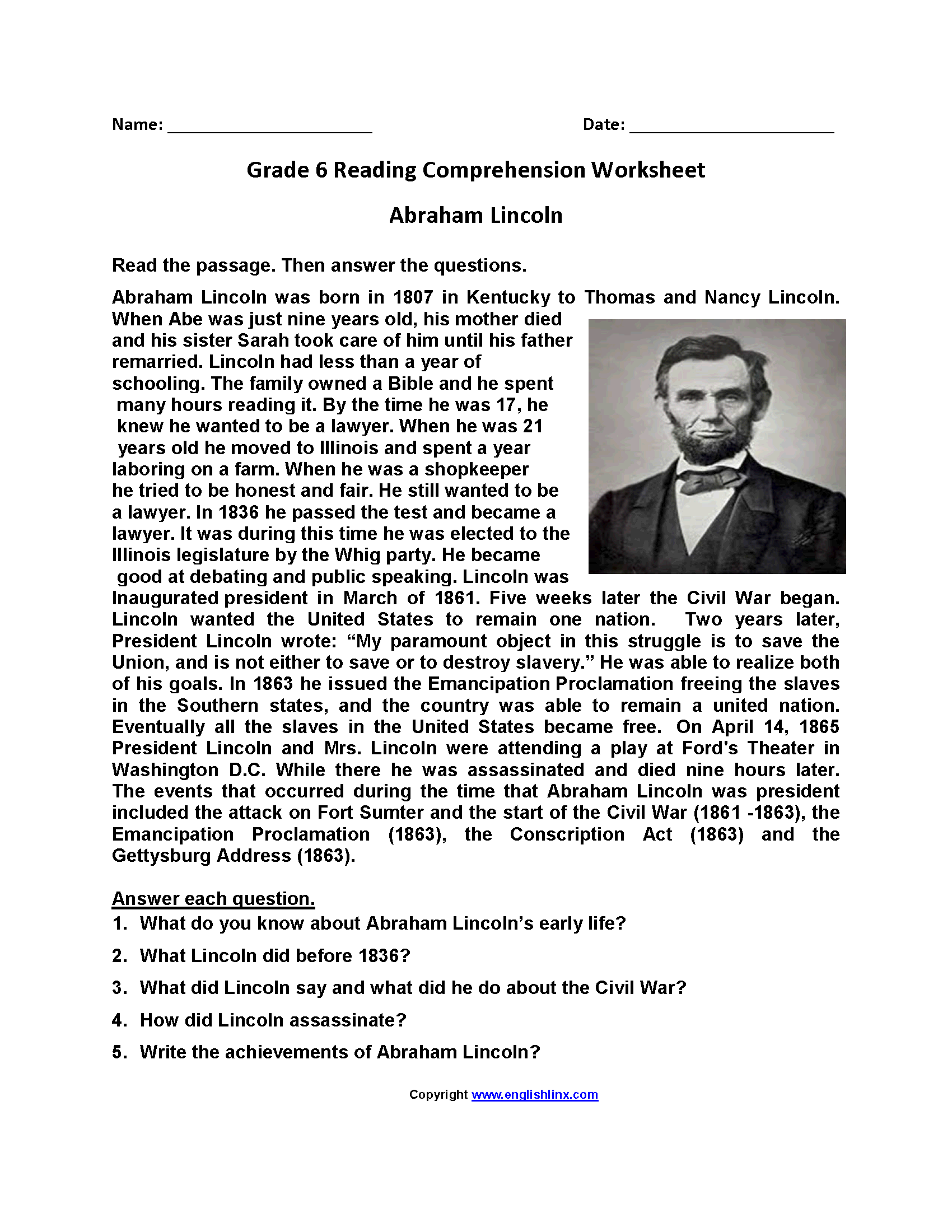 Reading Worksheets Printable Reading Skills By Grade Topic Free Printable 6th Grade Reading Worksheets Engaging Exercises For Young Readers
