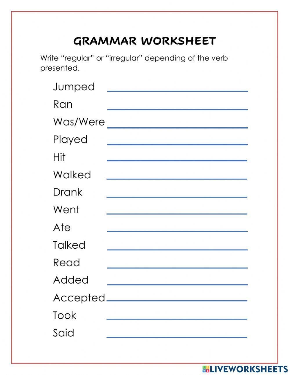 Regular And Irregular Verbs Online Worksheet For Fifth Grade Worksheets Library Regular And Irregular Verbs Online Worksheet For Fifth Grade Worksheets Library