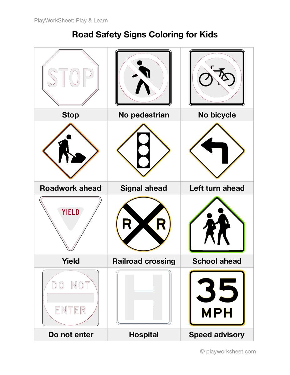 Road Safety Signs Coloring For Kids Free Printables For Kids Road Safety Signs Coloring For Kids Free Printables For Kids