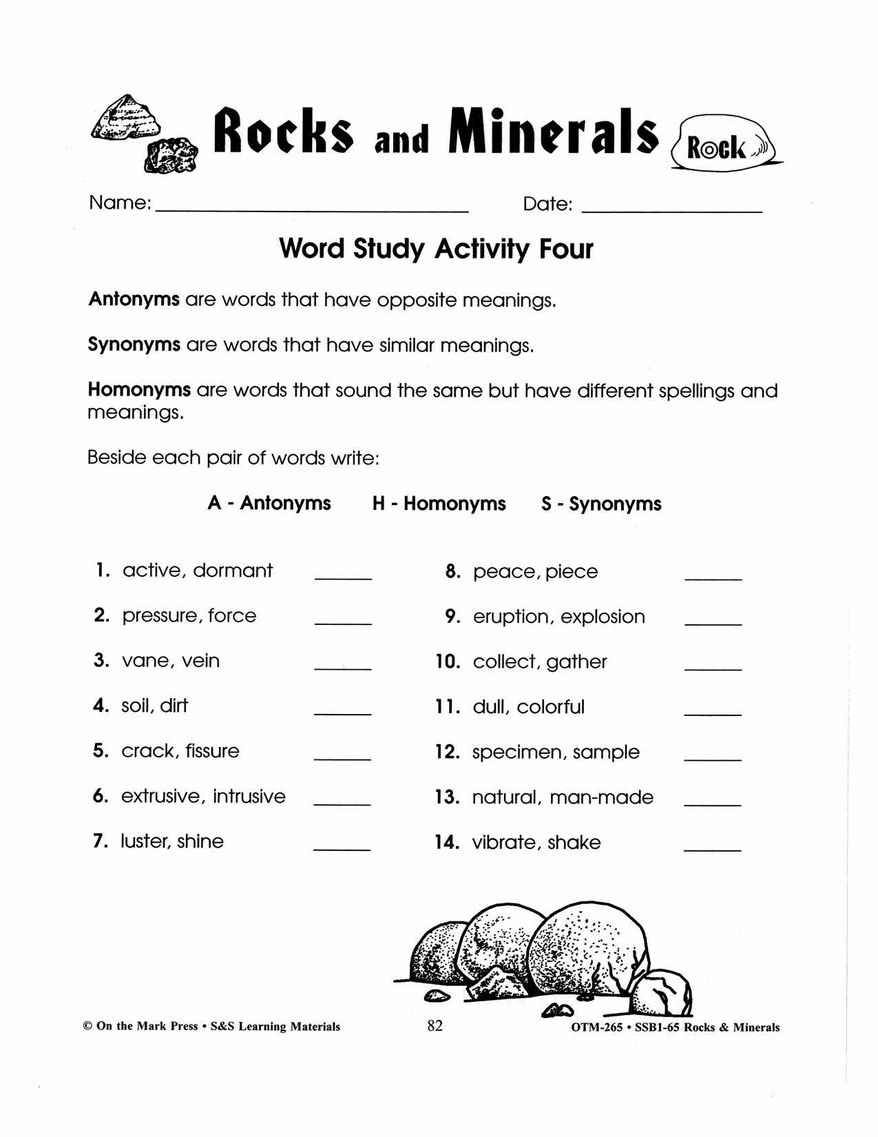 Rocks Minerals 7 Word Study Activities Grades 4 6 Worksheets Library Rocks Minerals 7 Word Study Activities Grades 4 6 Worksheets Library