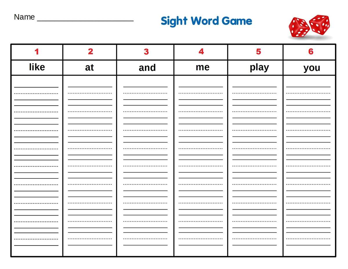 Roll A Sight Word Game For Kids