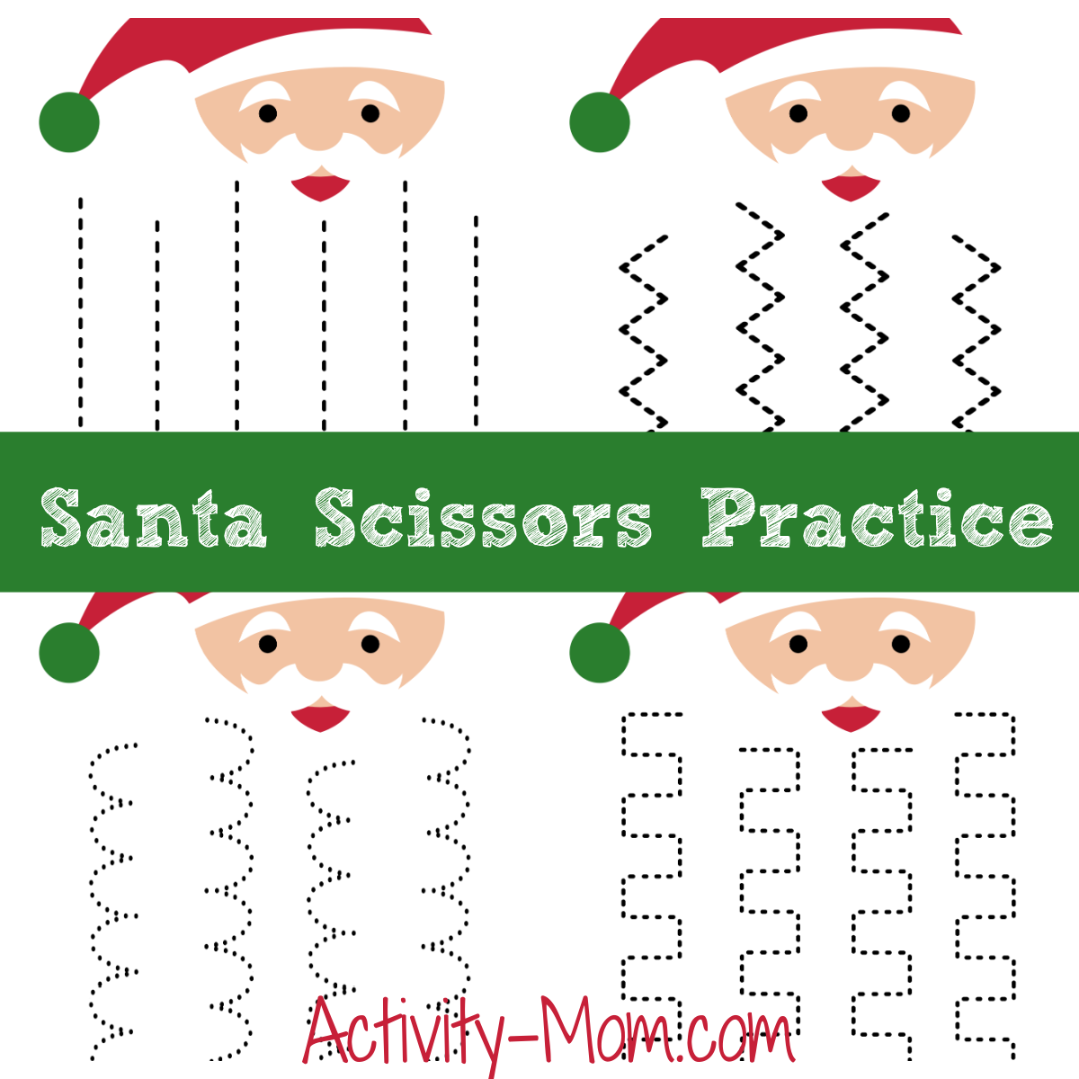 Santa Beard Cutting Practice Free Printable The Activity Mom Free Printable Christmas Cutting Activities For Preschoolers The Keeper Of The Memories
