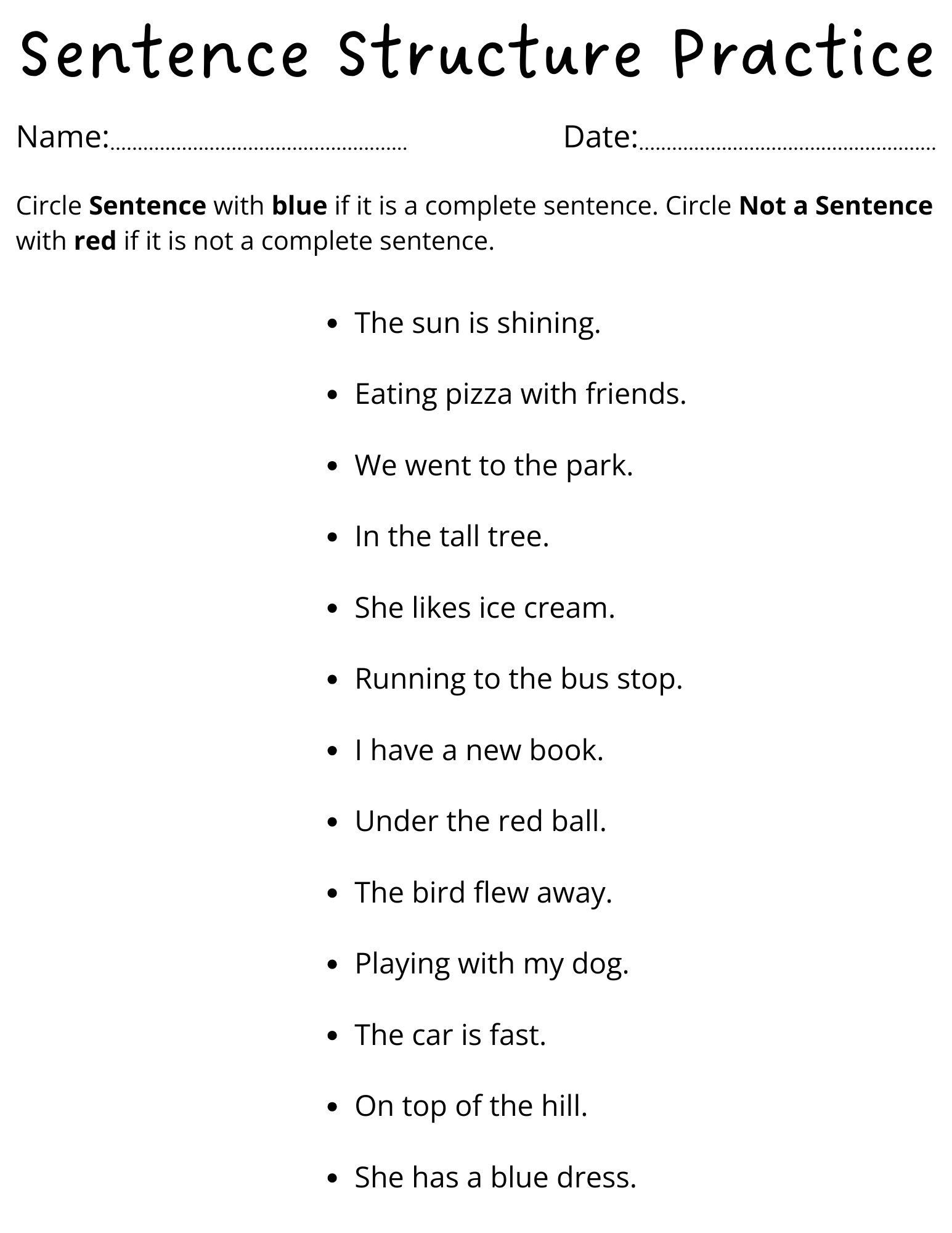 Sentence And Non Sentence Worksheet For Grade 1 Made By Teachers Identify Nouns In A Given Sentence Grade 1 Noun Worksheet Free Downlaod Downloadable Worksheets
