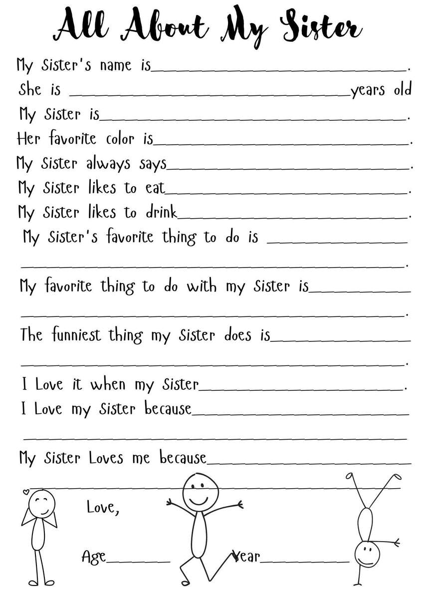 Sister Birthday Questionnaire All About My Sister Printable PDF Etsy Australia Buy All About My Sister Siblings Day Printable PDF US Letter 8 5x11 Instant Download Preschool Elementary Teacher Printable Gift Online In India Etsy