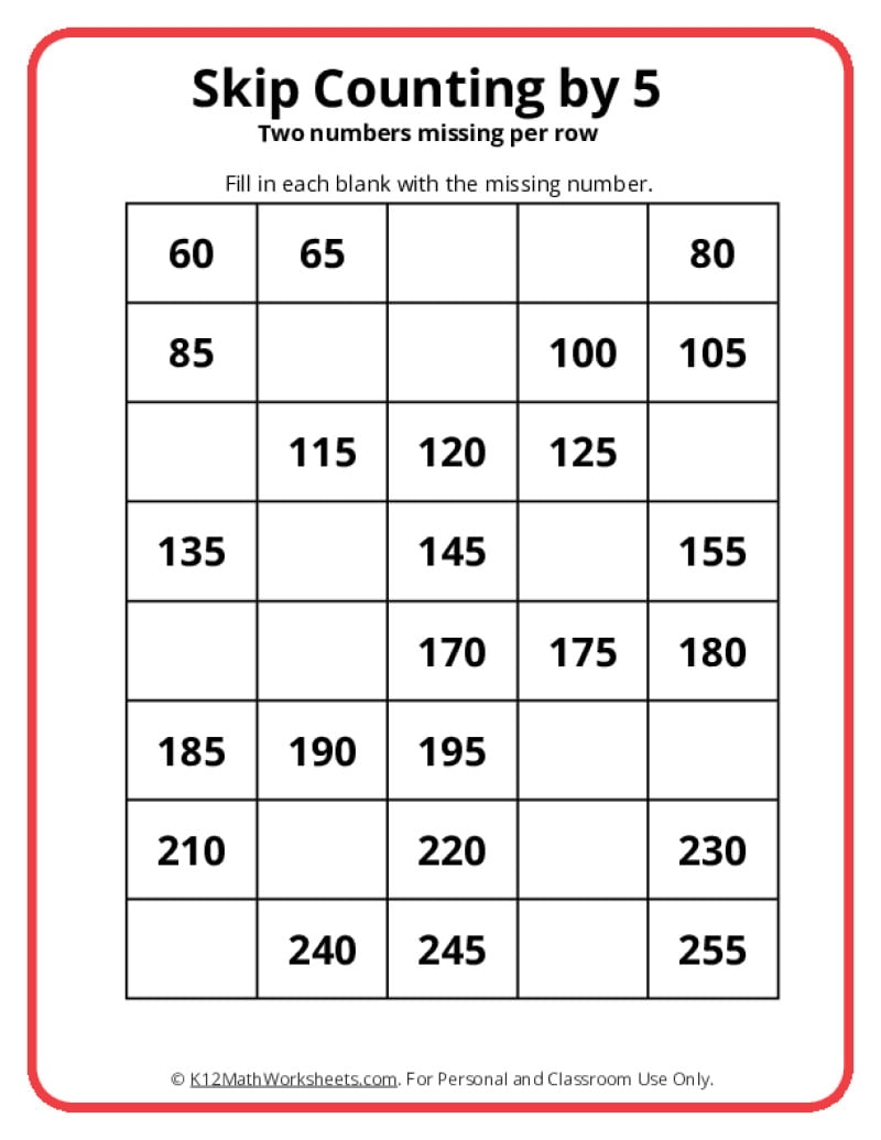 Skip Counting By 5 Worksheets Skip Counting By 5 Kindergarten Skip Counting By 5 Worksheets Made By Teachers