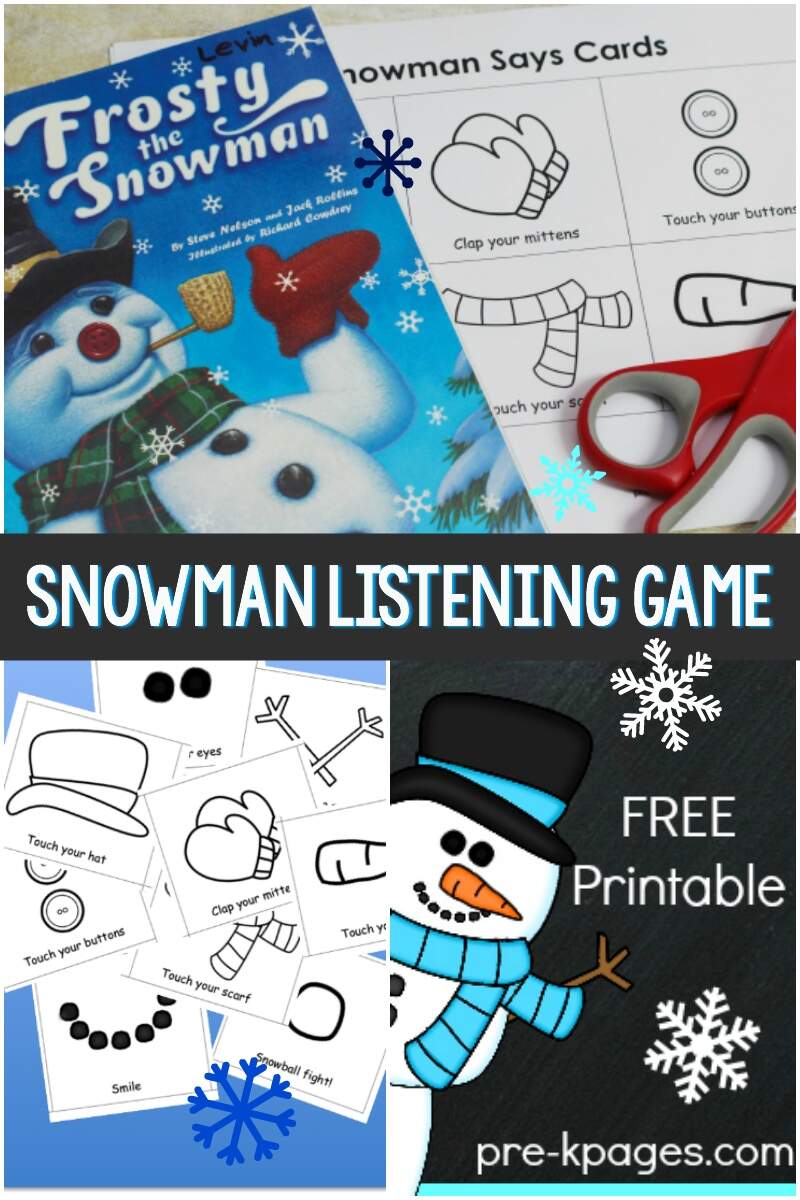 Snowman Listening Game Printable For Preschool Winter Following Directions Activity Your Therapy Source