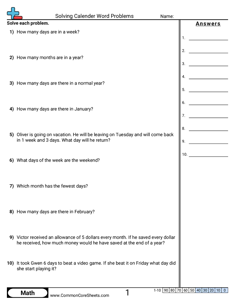 Solving Calender Word Problems Worksheet Download Solving Calender Word Problems Worksheet Download