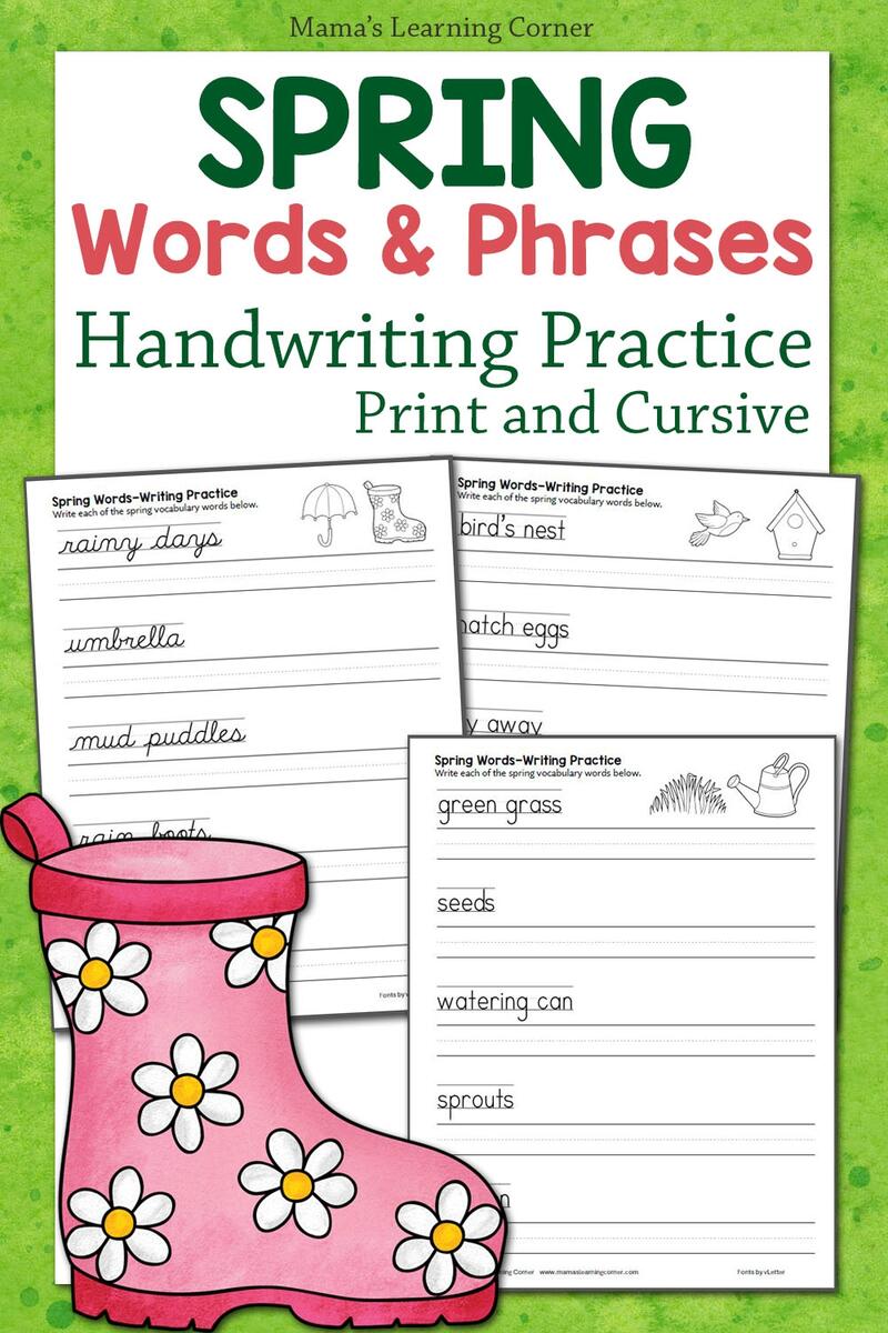 Spring Words Handwriting Practice Worksheets Mamas Learning Corner Spring Reading Worksheet Free Printable Digital PDF