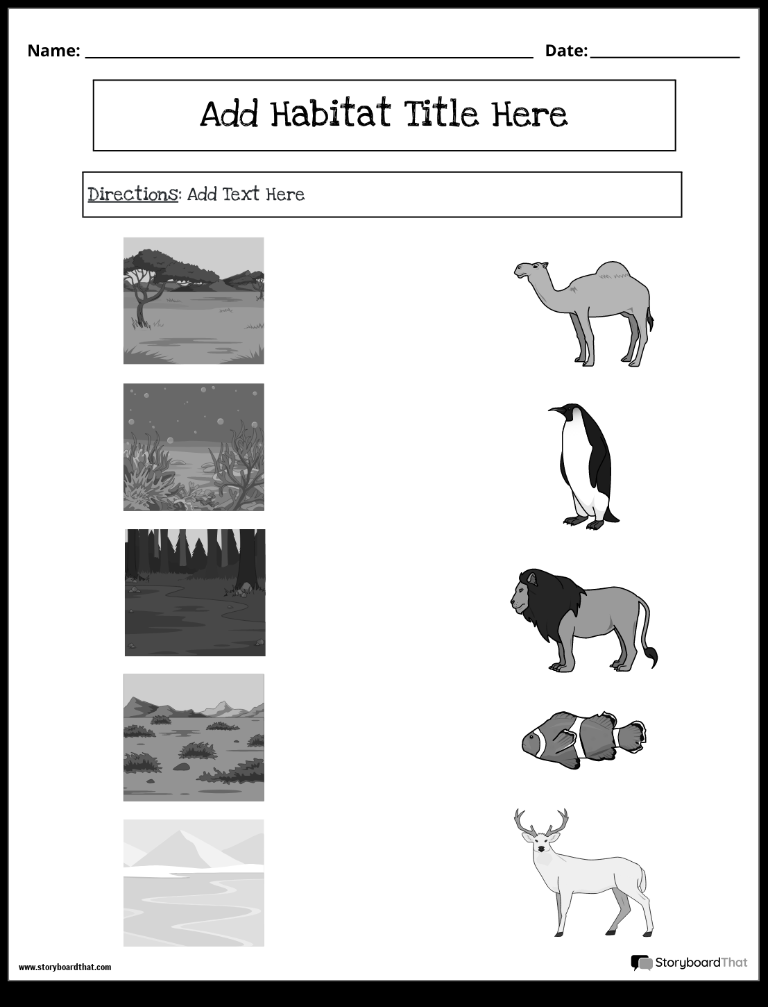 Printable Matching Activity Animal Habitats Worksheets For Grade 1 2 3 Made By Teachers