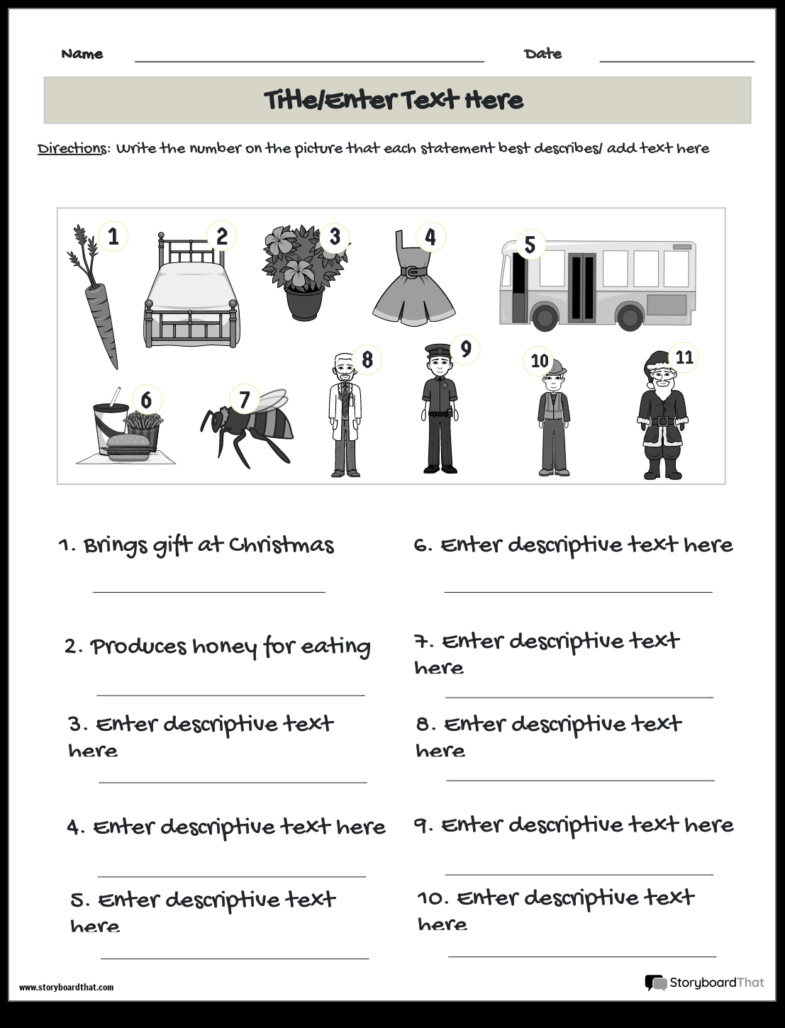 Storyboard That Free Vocabulary Worksheet Templates