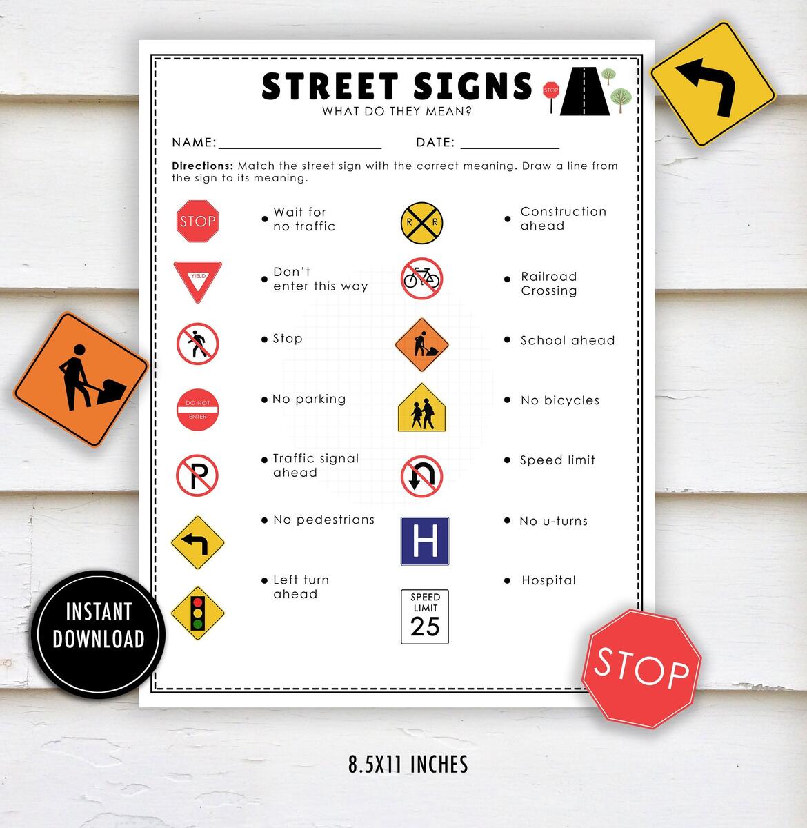 Street Signs Worksheet Traffic Signs Community Lessons Preschool Prek Street Signs Match Printable Etsy Street Signs Worksheet Traffic Signs Community Lessons Preschool Prek Street Signs Match Printable Etsy
