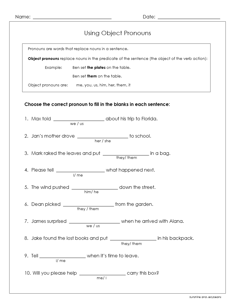 Subject Object Pronouns 3 Worksheets Grades 3 4 CCSS Made By Teachers Subject Object Pronouns 3 Worksheets Grades 3 4 CCSS Made By Teachers