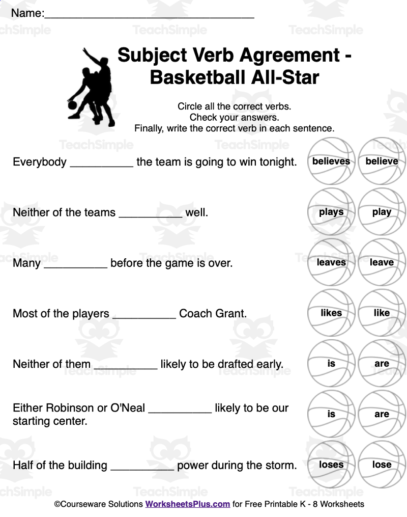 Subject Verb Agreement Worksheets And Task Cards For 5th And 6th Grade By Teach Simple Subject Verb Agreement Worksheets And Task Cards For 5th And 6th Grade By Teach Simple