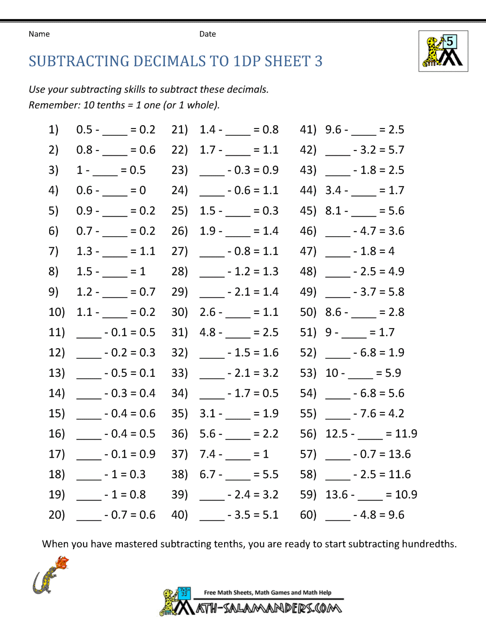 Subtracting Decimals Worksheet Adding And Subtracting Decimals Worksheet Fun And Engaging 5th Grade And 6th Grade Number Operations In Base Ten Worksheet Cazoom Math