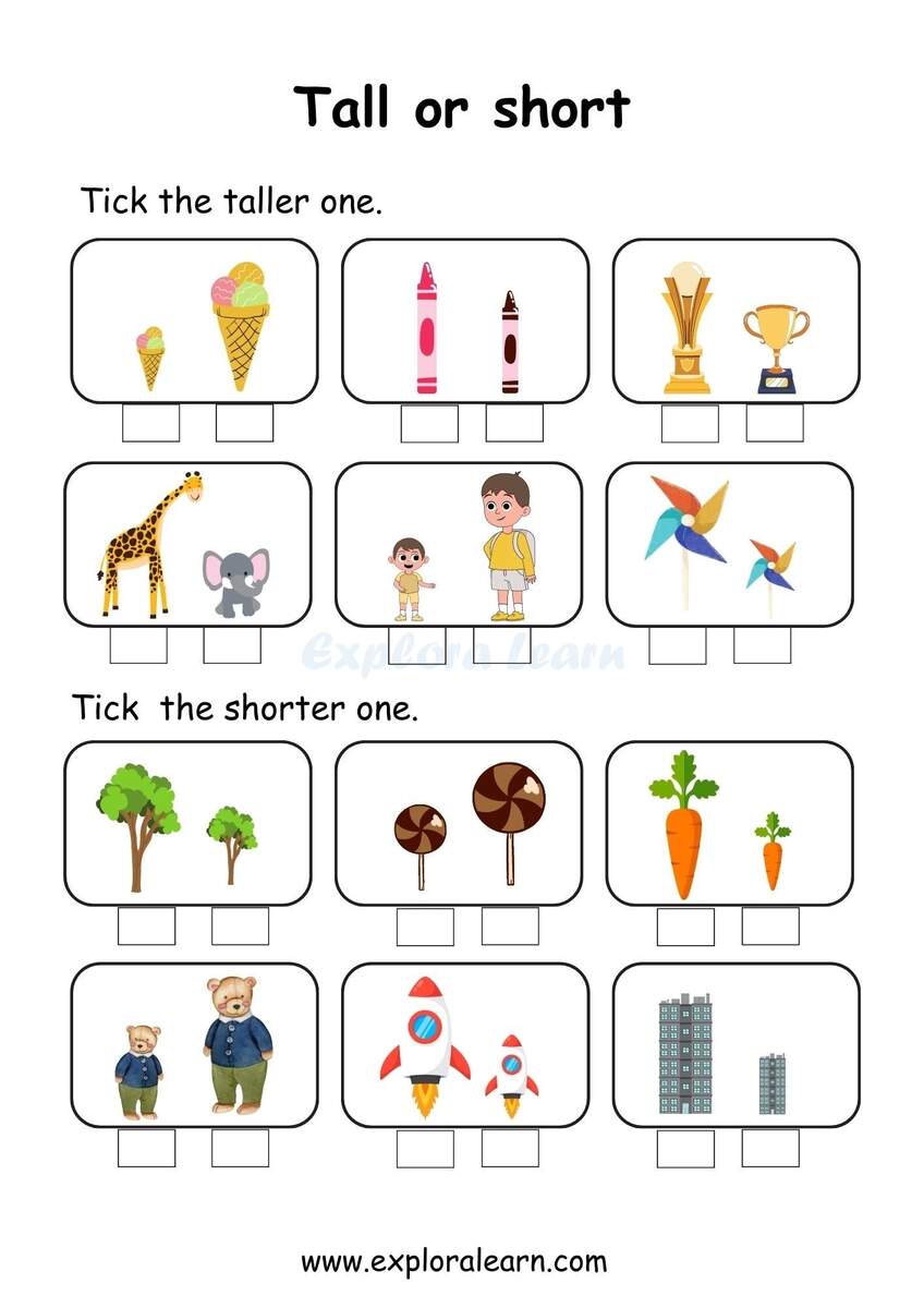 Tall And Short Comparison Worksheets For Preschool And Kindergarten 2 To 6 Years Kids Tall And Short Comparison Worksheets For Preschool And Kindergarten 2 To 6 Years Kids